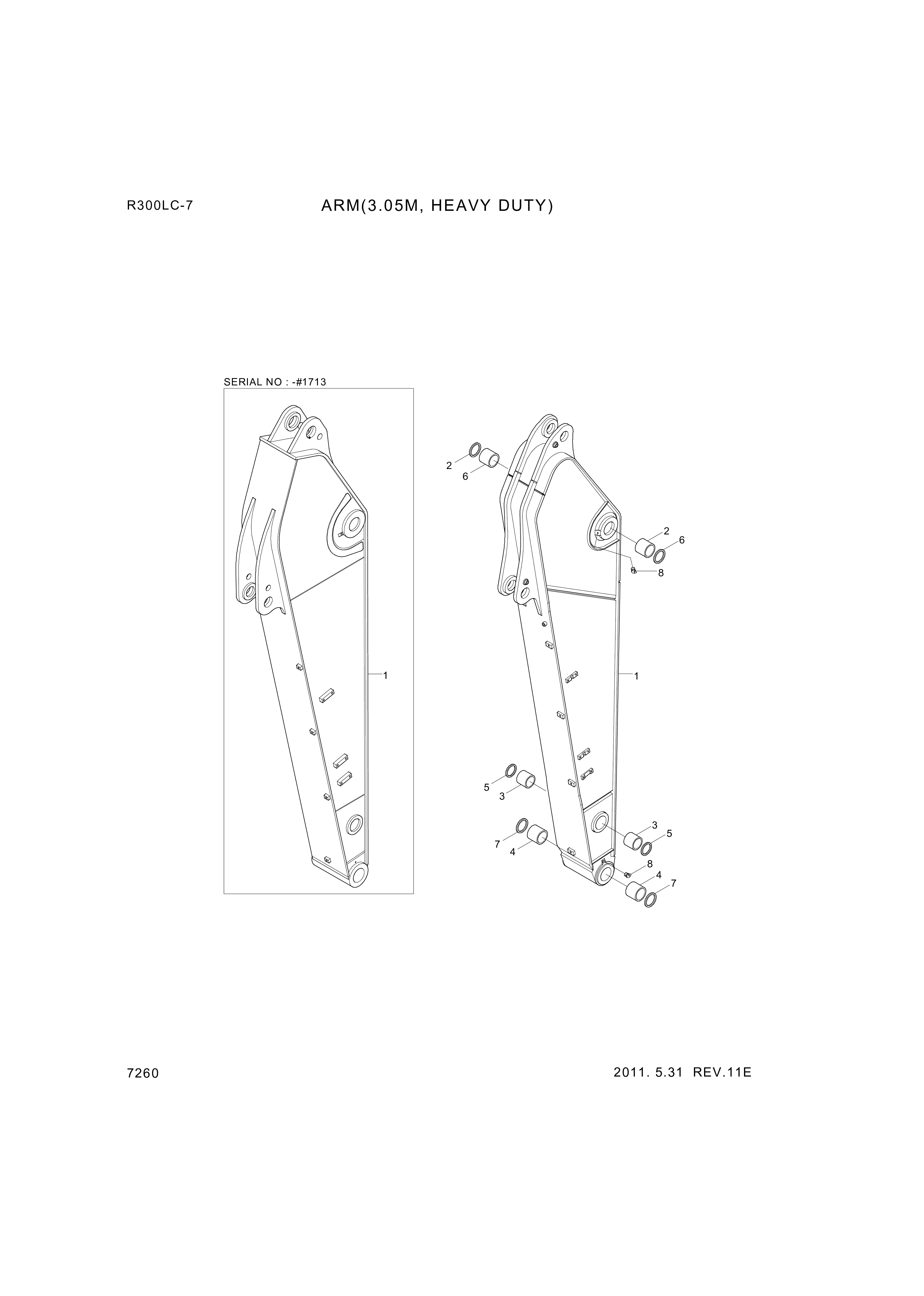 drawing for Hyundai Construction Equipment 61EN-17110 - BUSHING-PIN (figure 4)