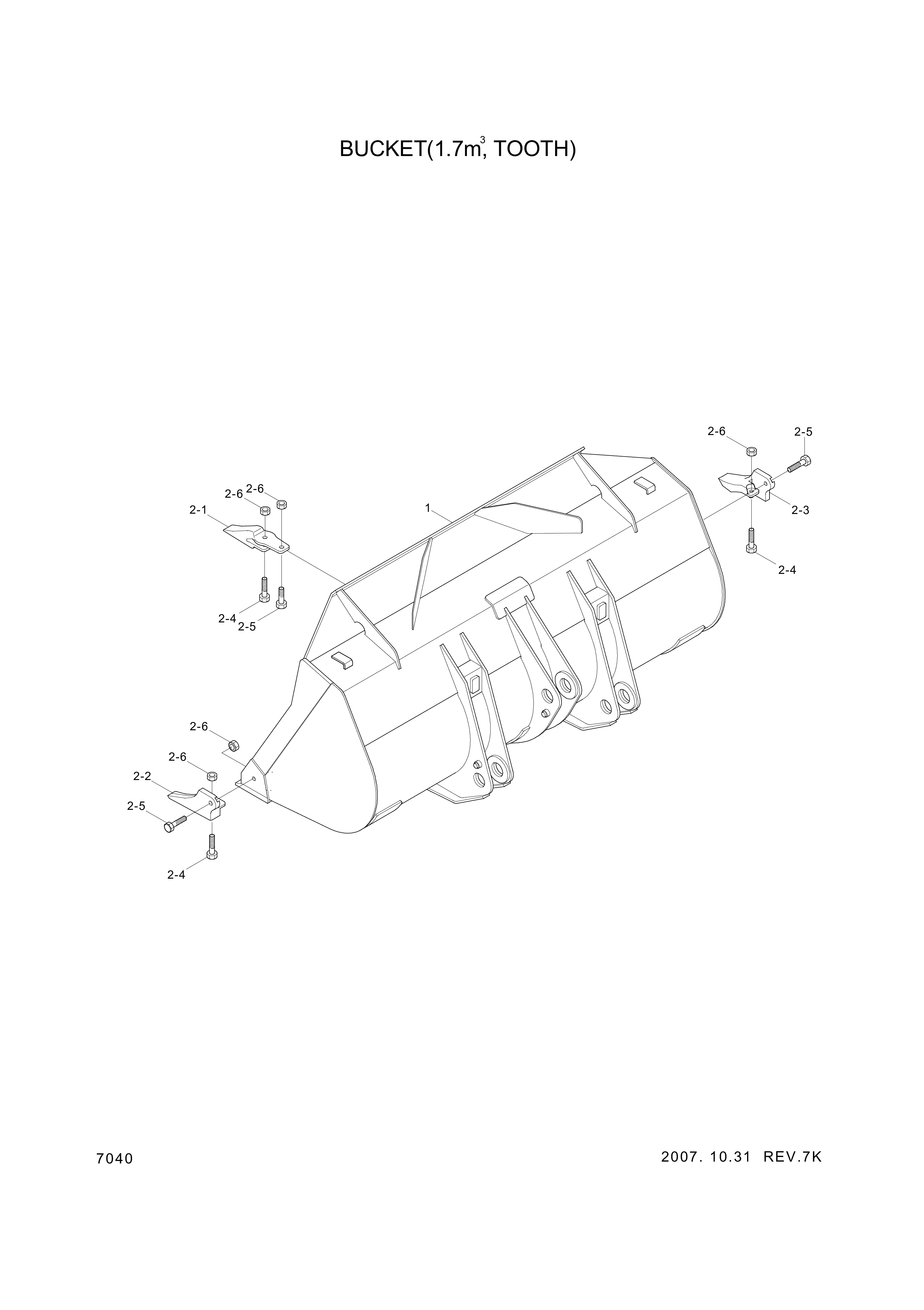 drawing for Hyundai Construction Equipment 61L8-00520 - TOOTH-CENTER (figure 2)