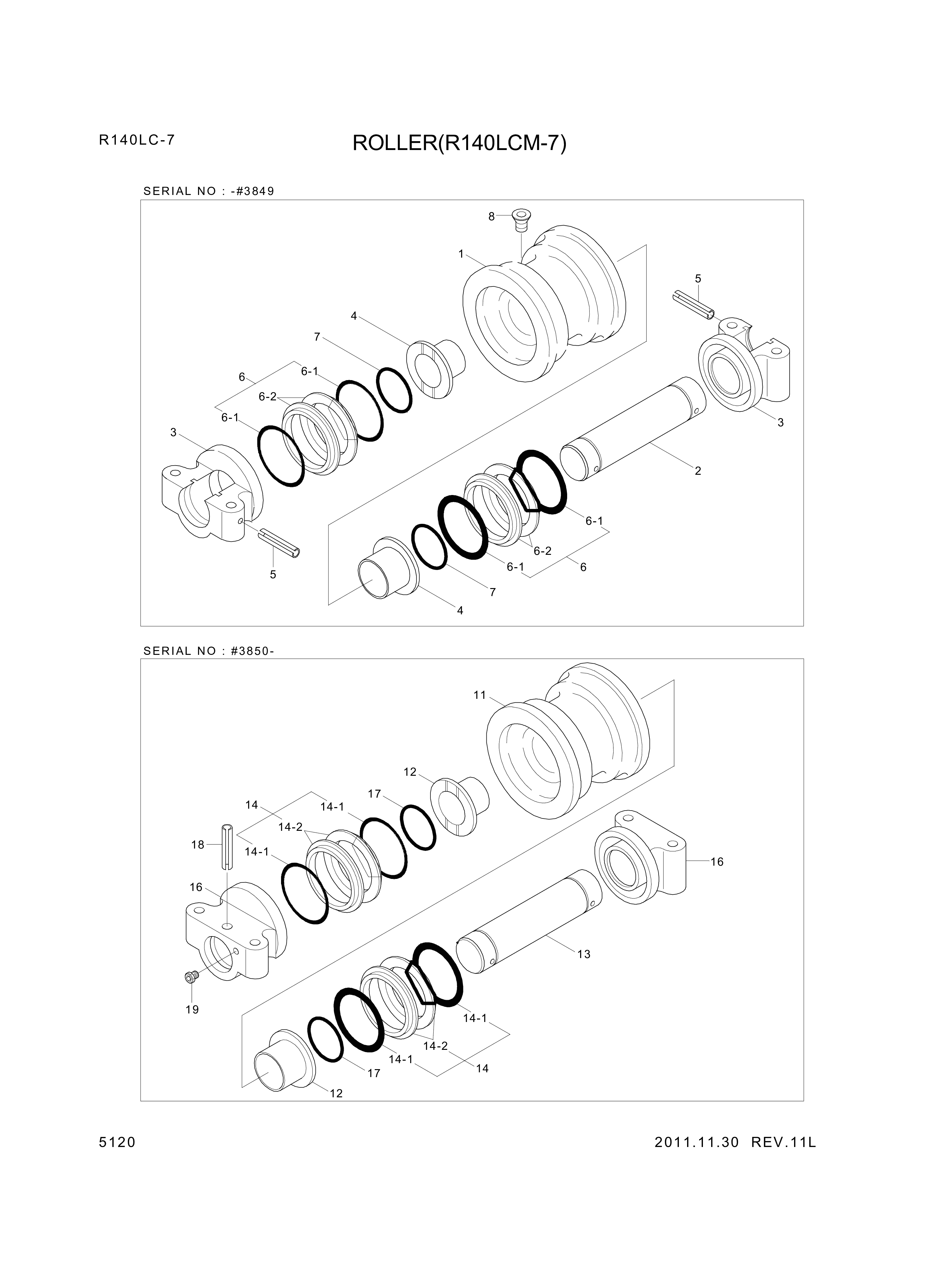 drawing for Hyundai Construction Equipment E181-2205 - SHAFT-ROLLER (figure 2)