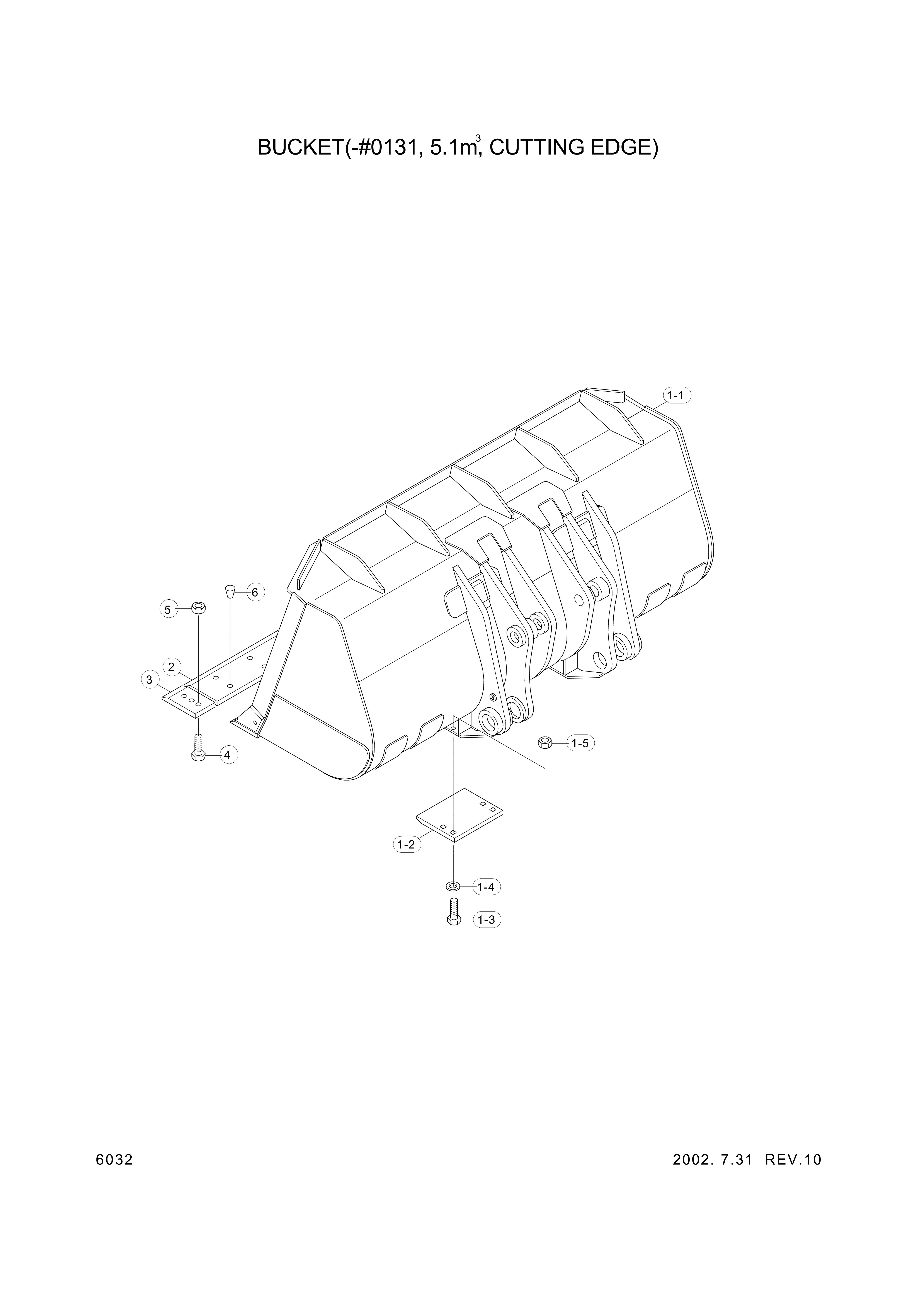 Technical drawing of Hyundai Construction Equipment 61L6-01071 BUCKET ASSY with dimensions and layout