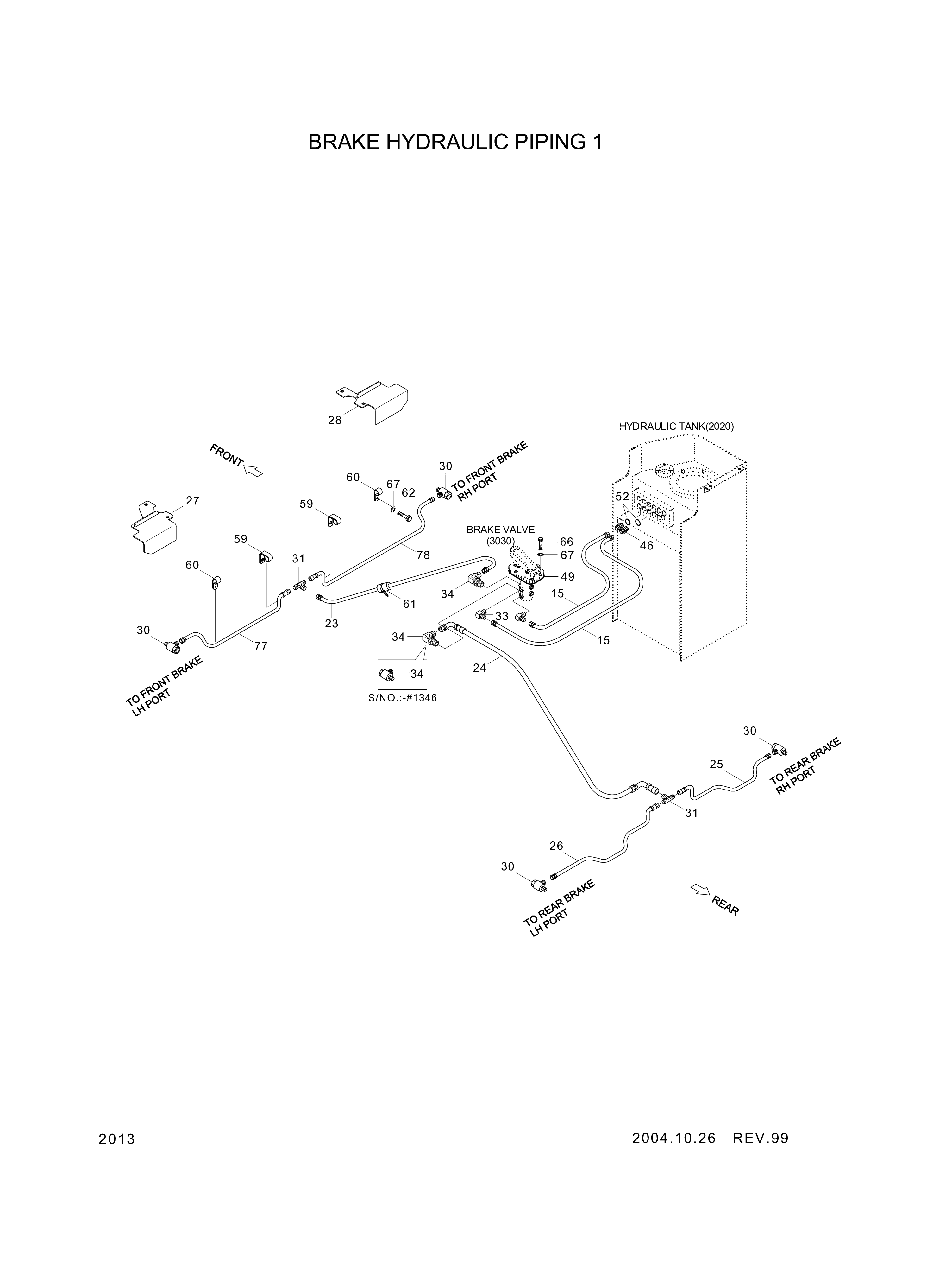 drawing for Hyundai Construction Equipment 34L3-00850 - PIPE ASSY-BRAKE (figure 1)