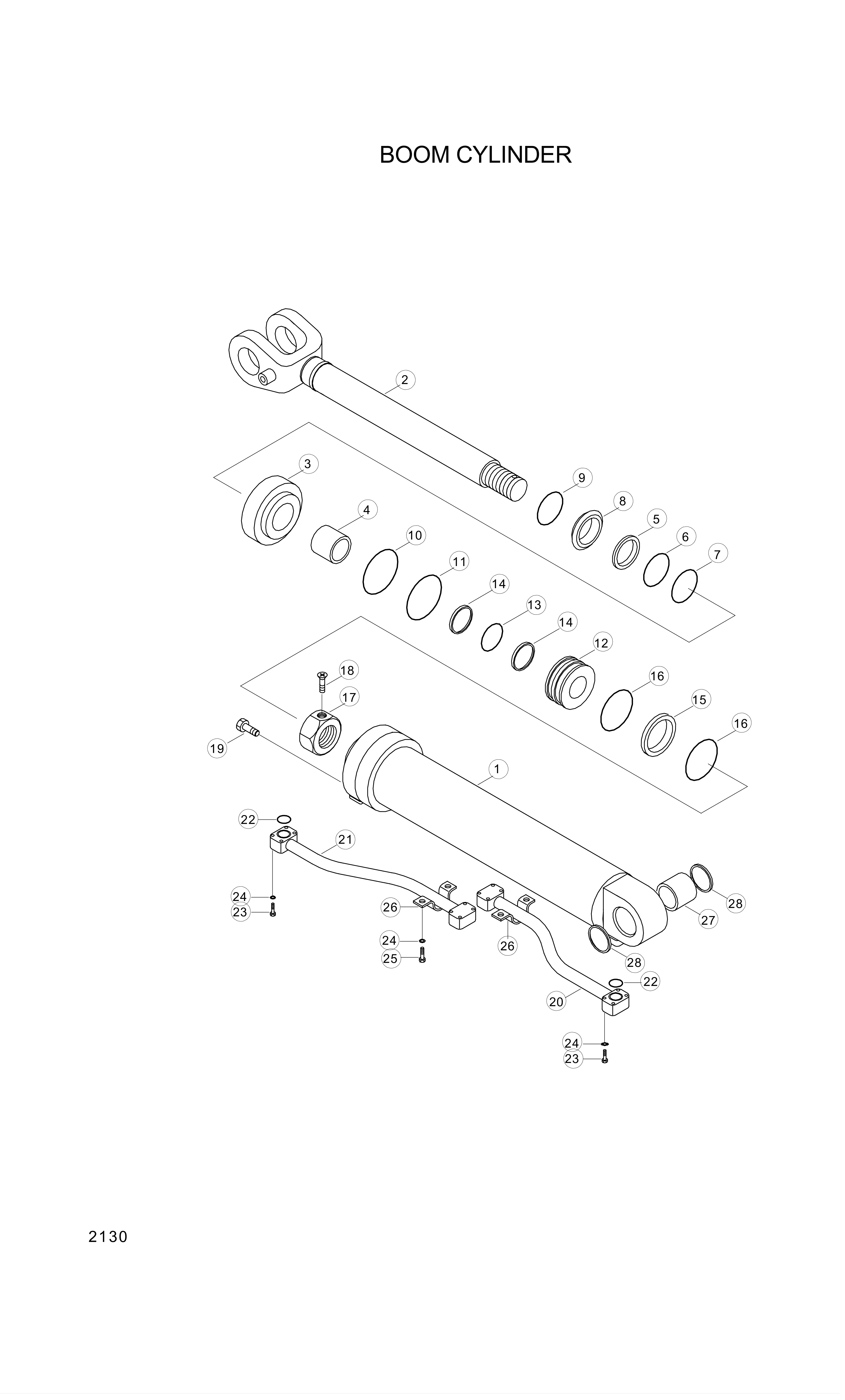 Technical drawing of Hyundai Construction Equipment 000652 PISTON-CYL with dimensions and layout (figure 2)