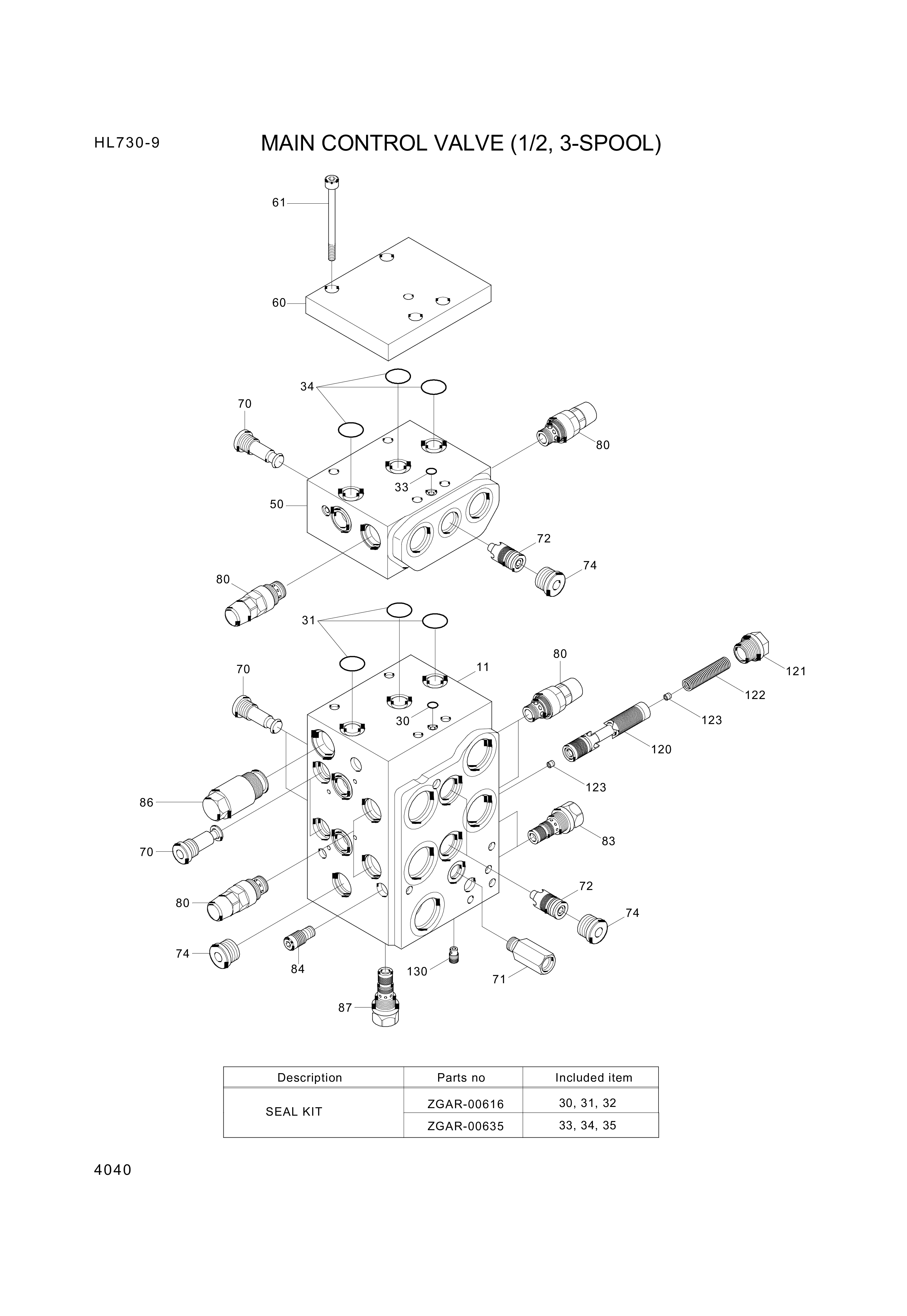 drawing for Hyundai Construction Equipment ZGAR-00676 - VALVE ASSY-RELIEF/PRESS (figure 5)