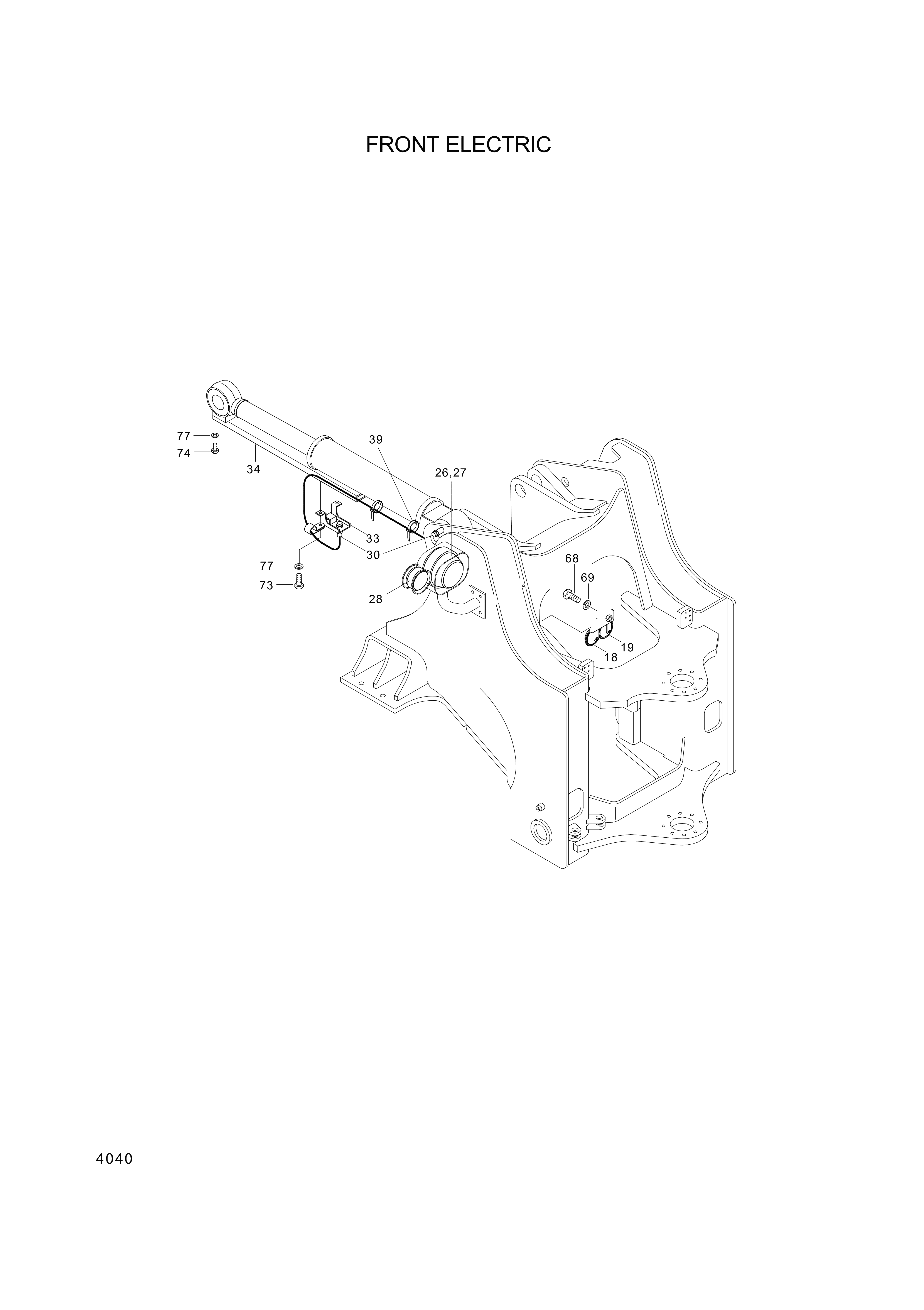 Technical drawing of Hyundai Construction Equipment 21L6-00640 CLAMP with dimensions and layout