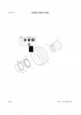 drawing for Hyundai Construction Equipment 81L1-1011 - TIRE (figure 1)