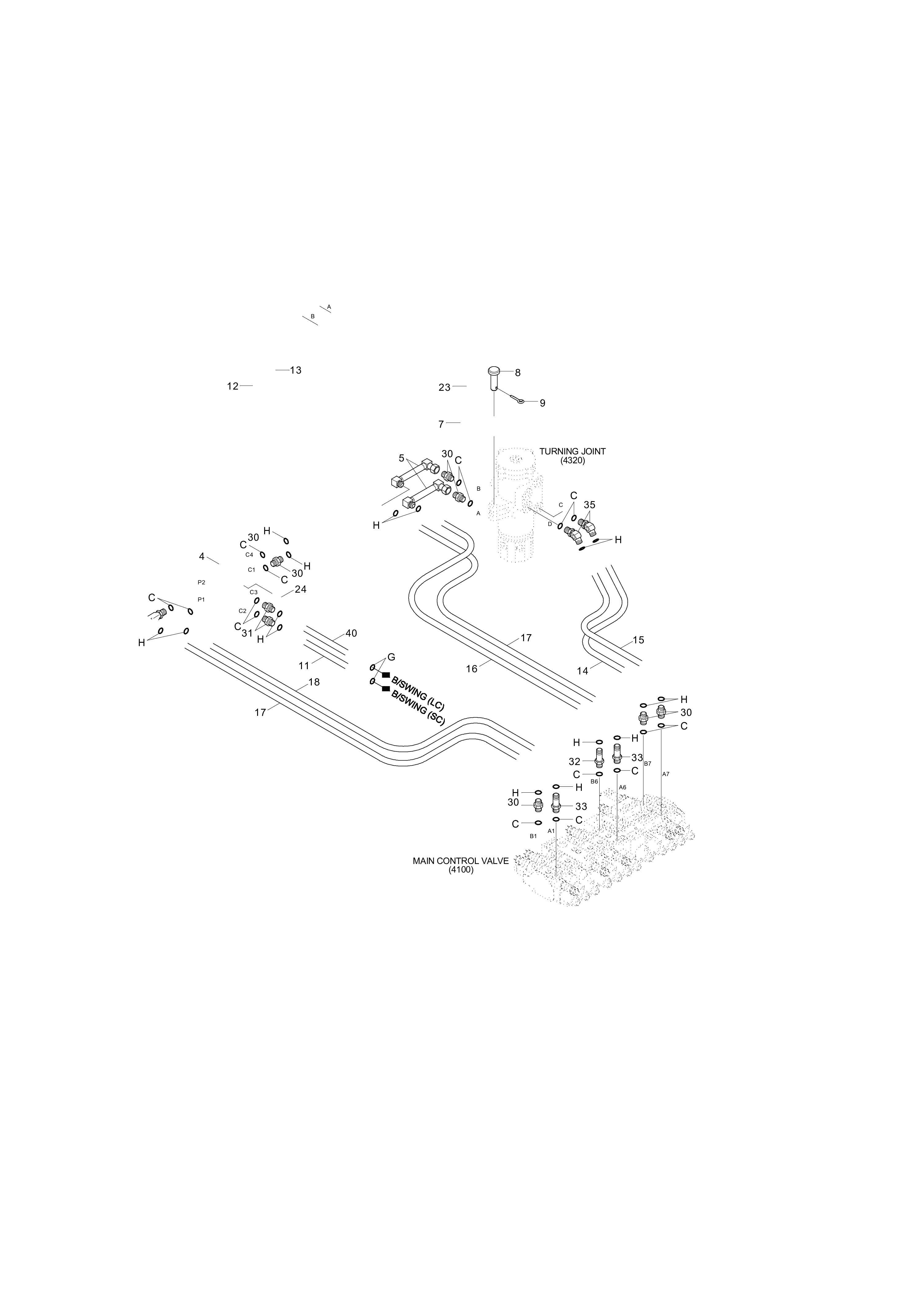 Technical drawing of Hyundai Construction Equipment P930-086018 HOSE ASSY-ORFS&amp;THD with dimensions and layout