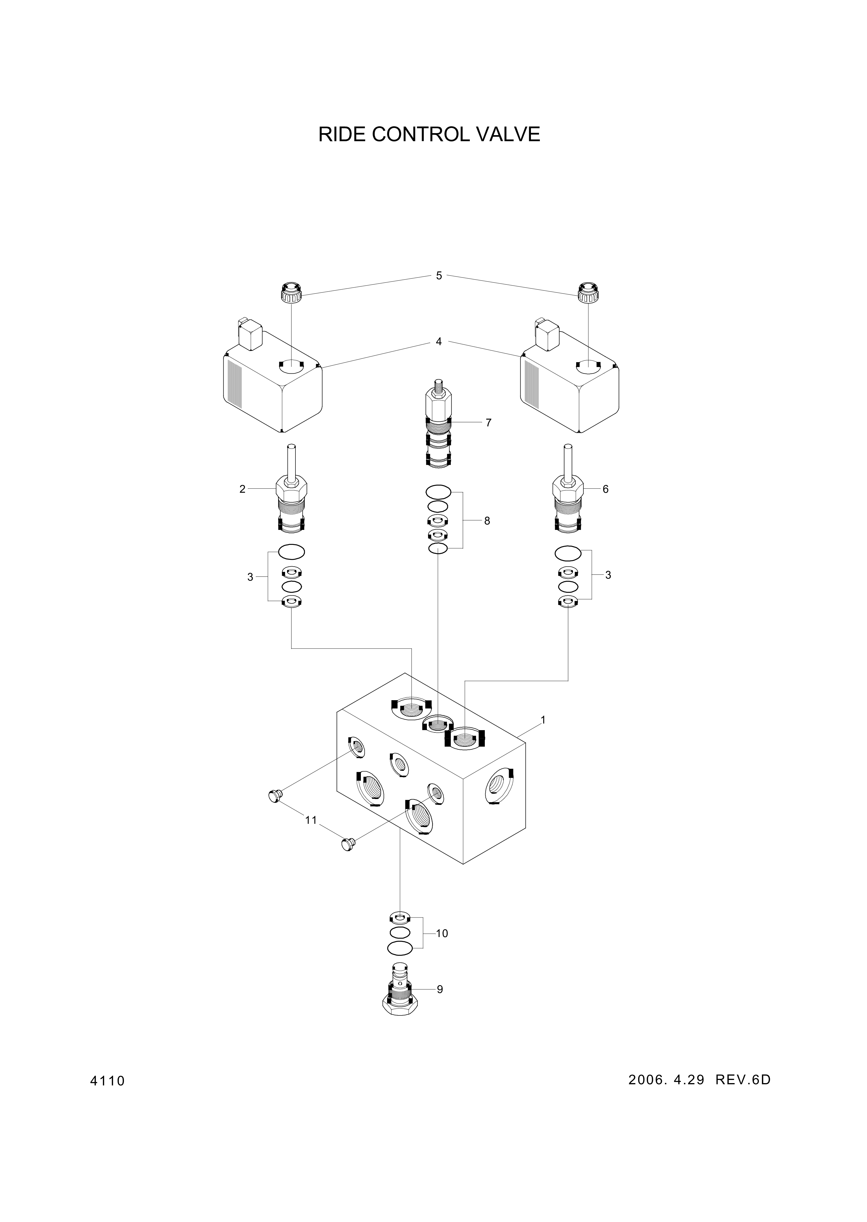 drawing for Hyundai Construction Equipment XKAL-00044 - MANIFOLD-VALVE (figure 1)