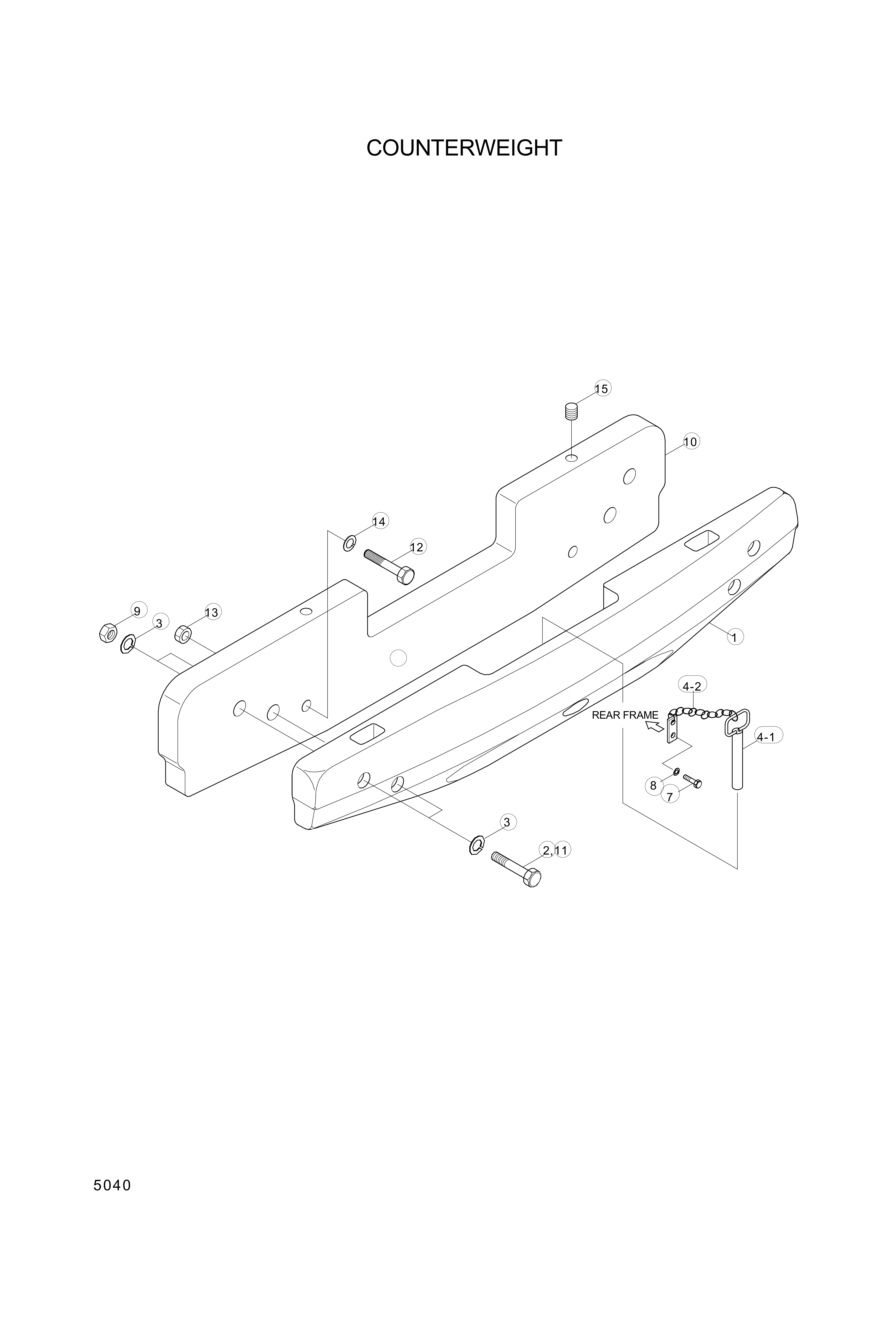 drawing for Hyundai Construction Equipment 54L4-01003 - COUNTERWEIGHT (figure 2)