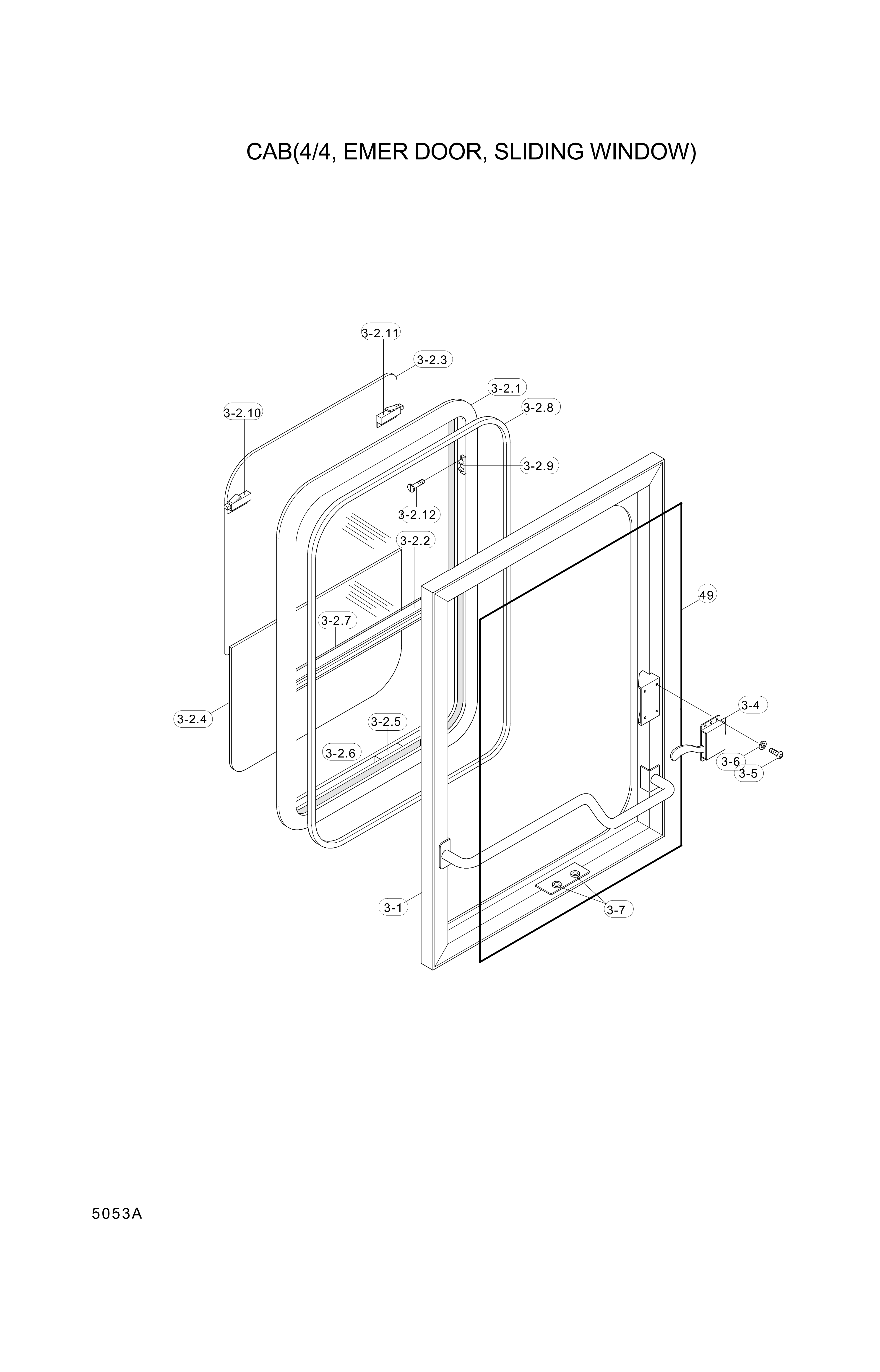 drawing for Hyundai Construction Equipment 74L3-05740 - WINDOW ASSY-SLIDING (figure 3)