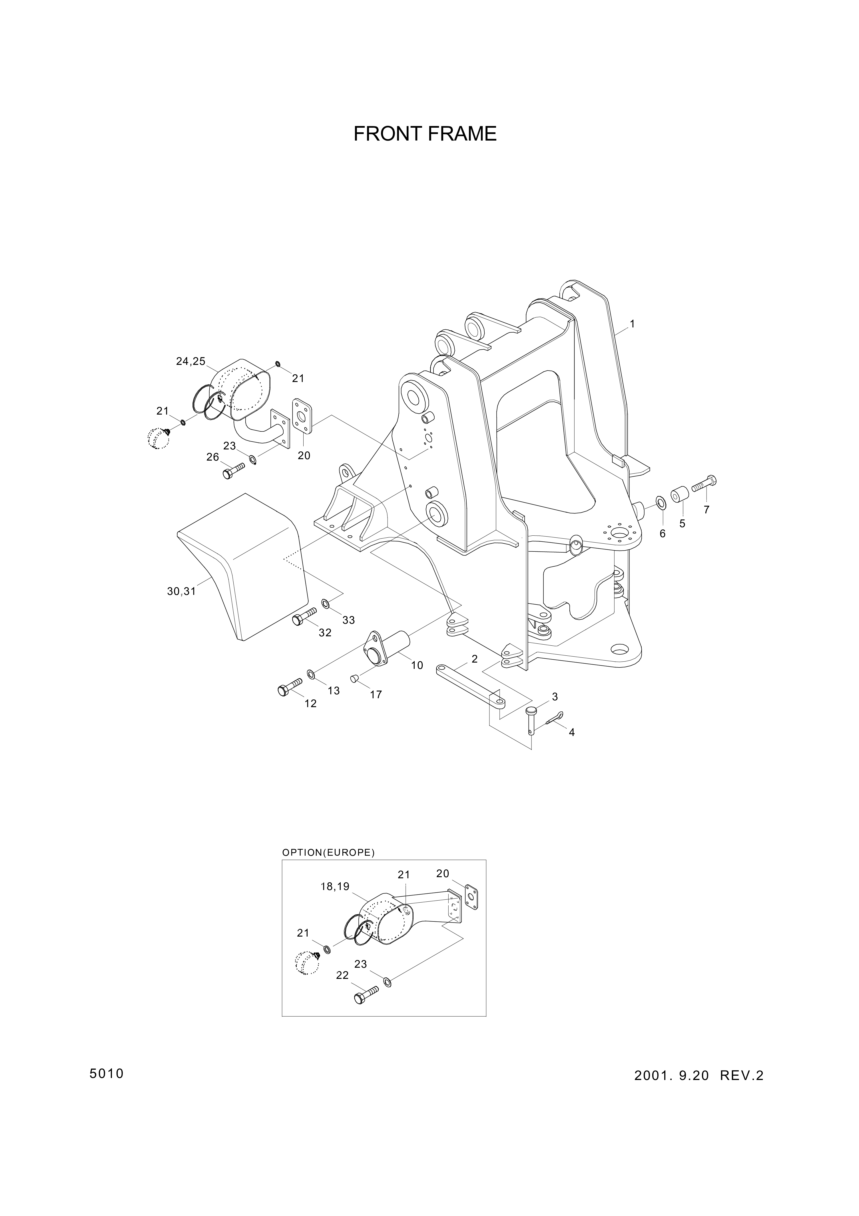 drawing for Hyundai Construction Equipment 44L4-00711 - FRAME-FRONT (figure 1)