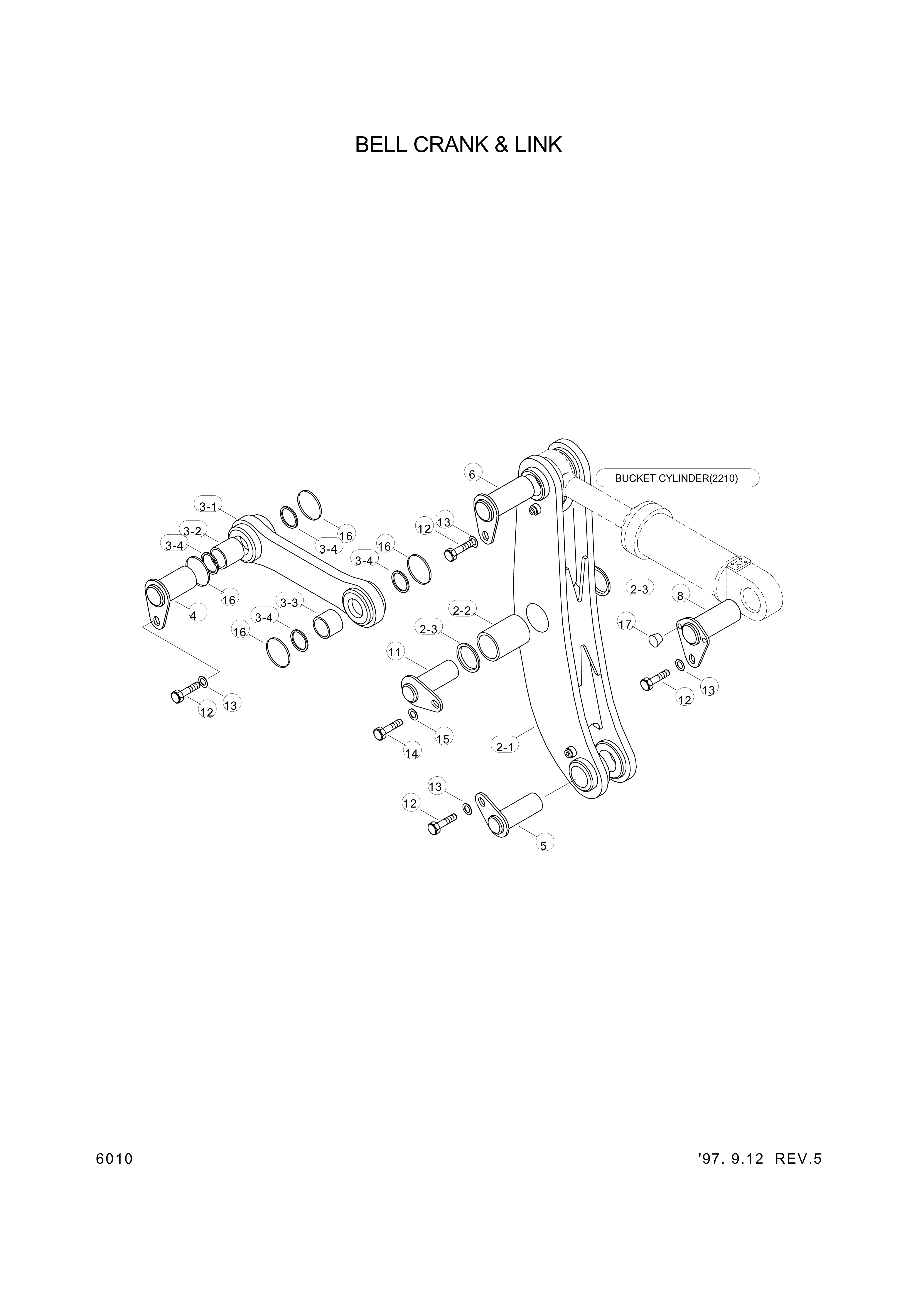 drawing for Hyundai Construction Equipment 64L4-00084 - BELLCRANK ASSY (figure 2)