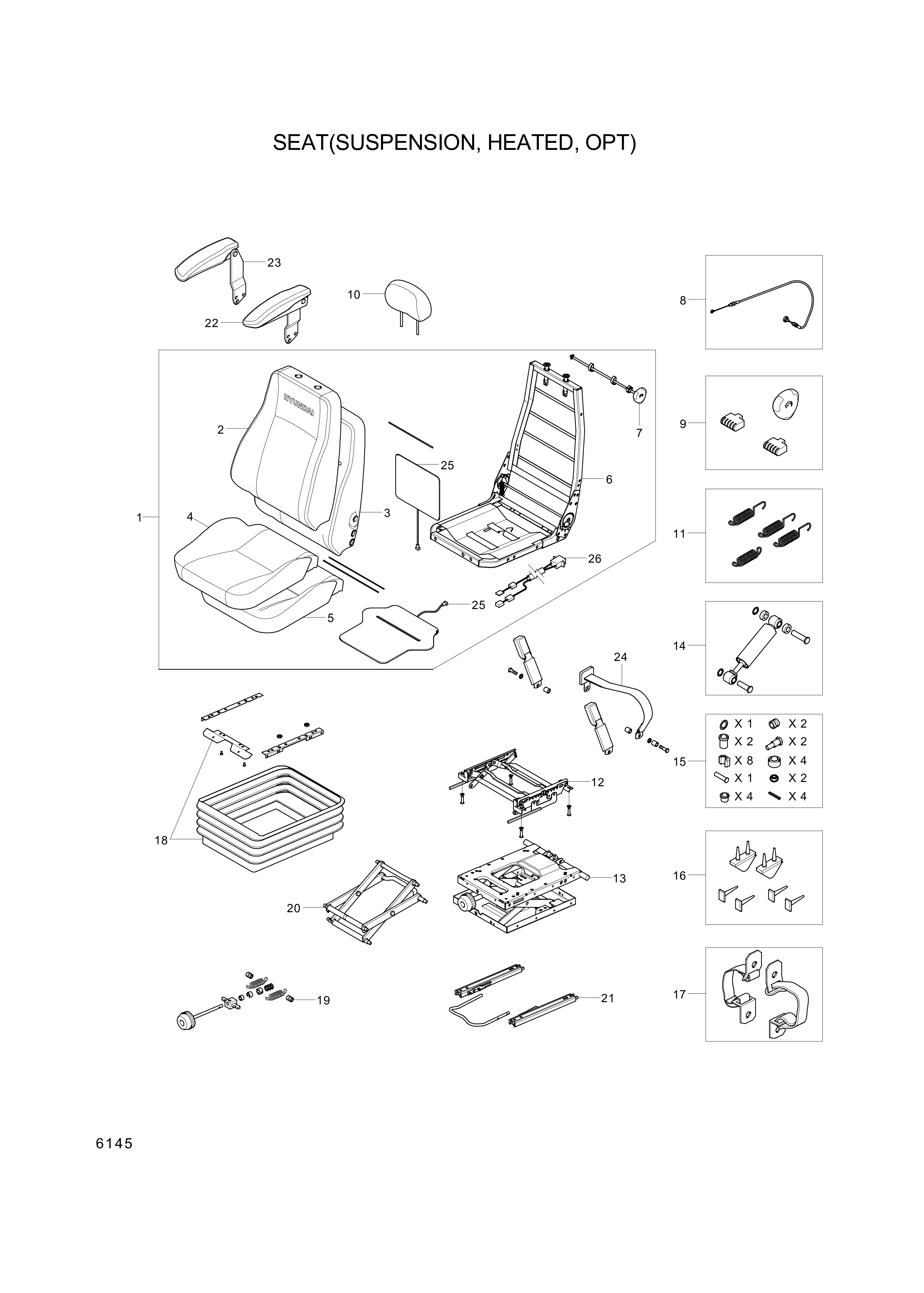 drawing for Hyundai Construction Equipment 196716 - KIT-SEAT COVER (figure 4)