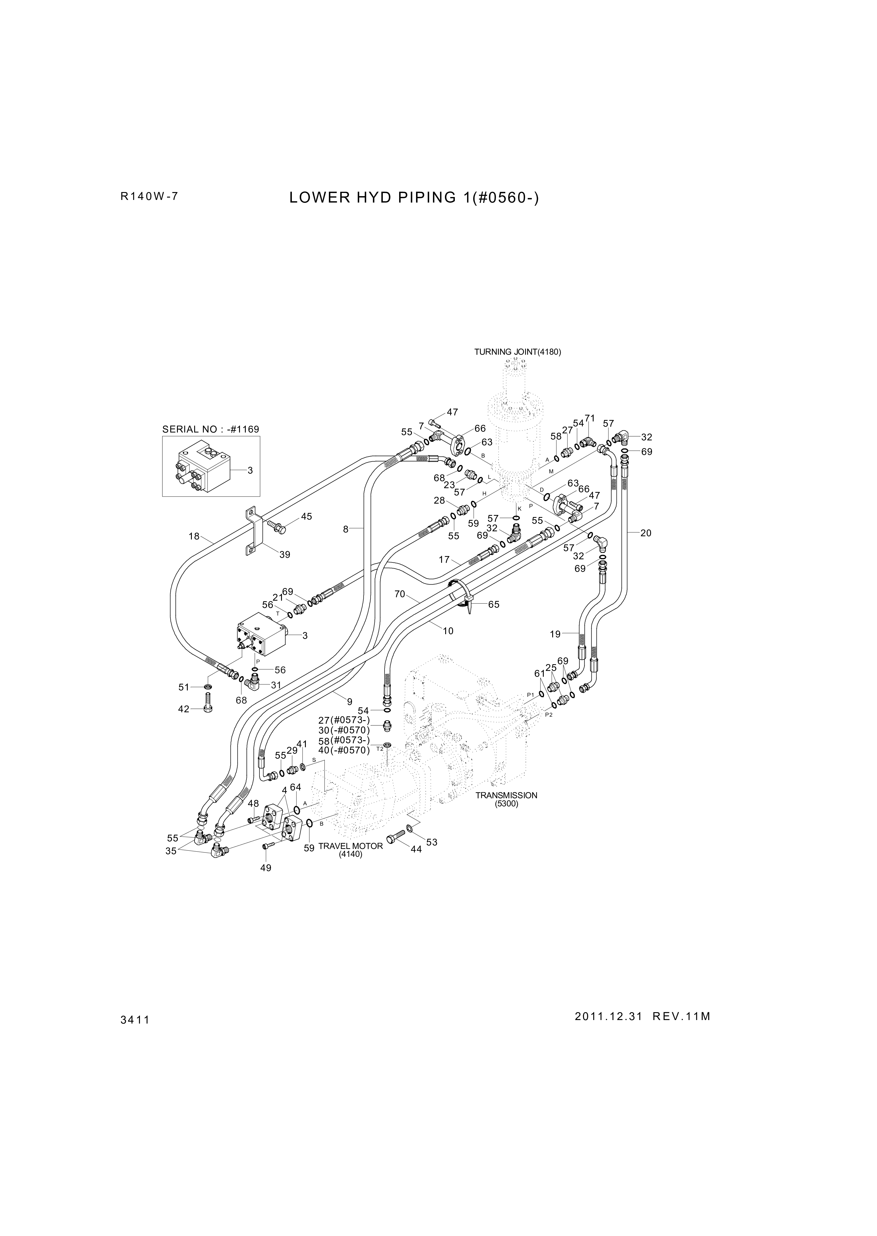 drawing for Hyundai Construction Equipment P930-082025 - HOSE ASSY-ORFS&THD (figure 3)