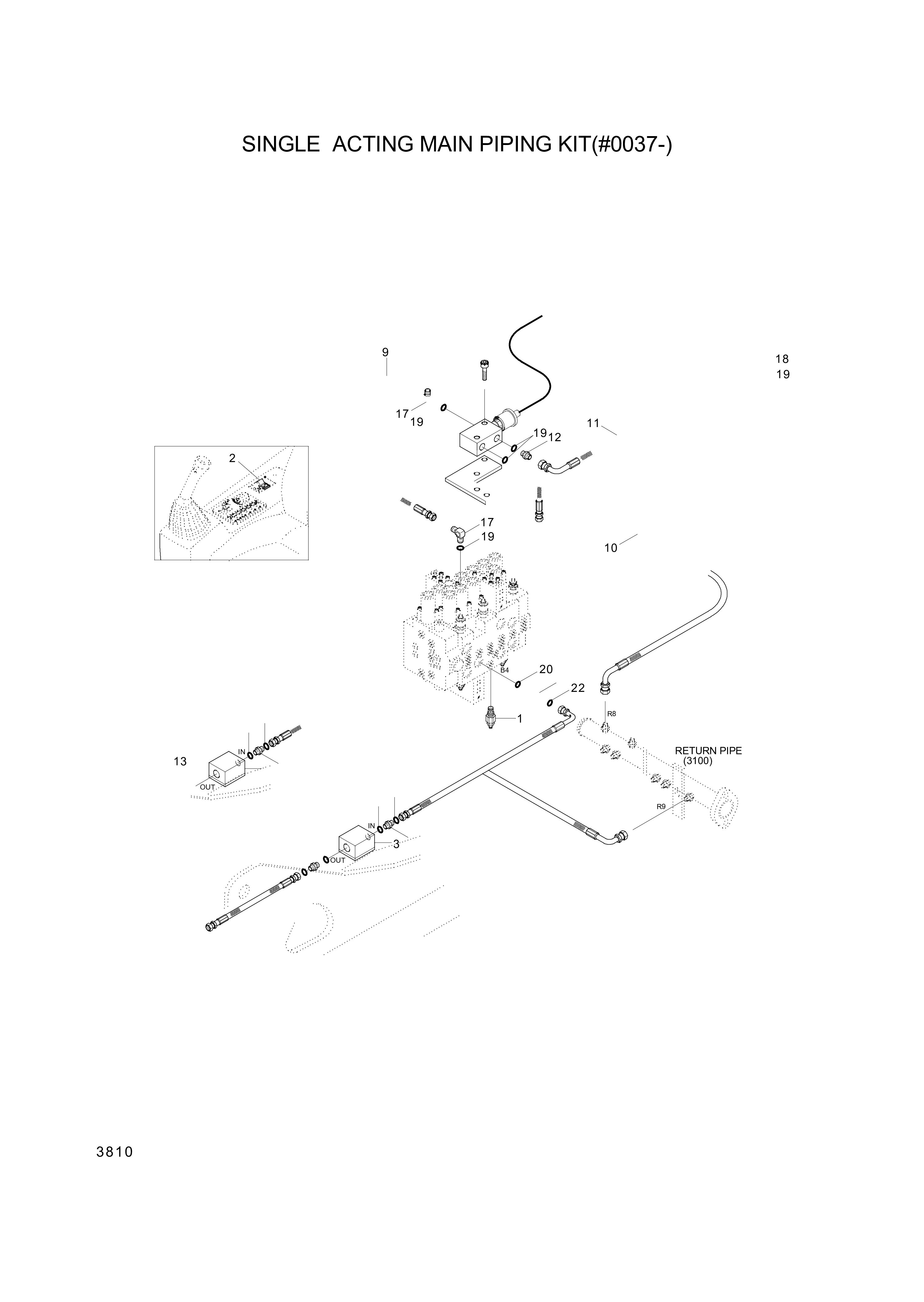 Technical drawing of Hyundai Construction Equipment P933-126015 HOSE ASSY-ORFS&amp;THD with dimensions and layout (figure 2)