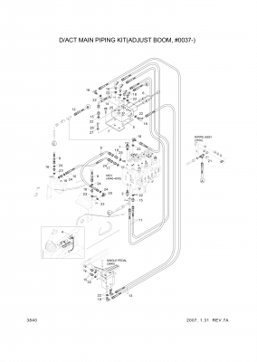Technical drawing of Hyundai Construction Equipment P933-126015 HOSE ASSY-ORFS&amp;THD with dimensions and layout (figure 3)