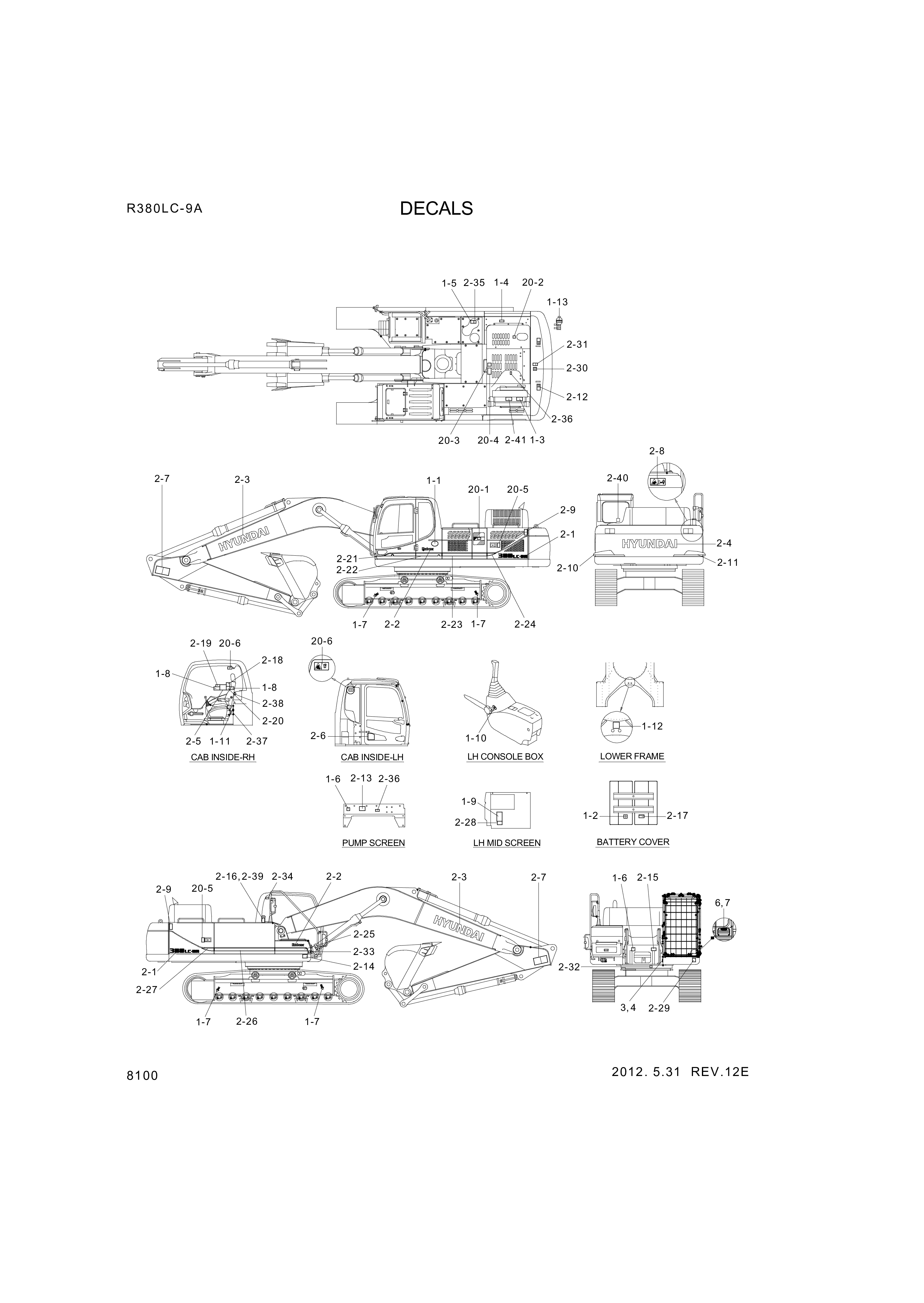 drawing for Hyundai Construction Equipment 93QA-10102 - DECAL KIT-B (figure 1)