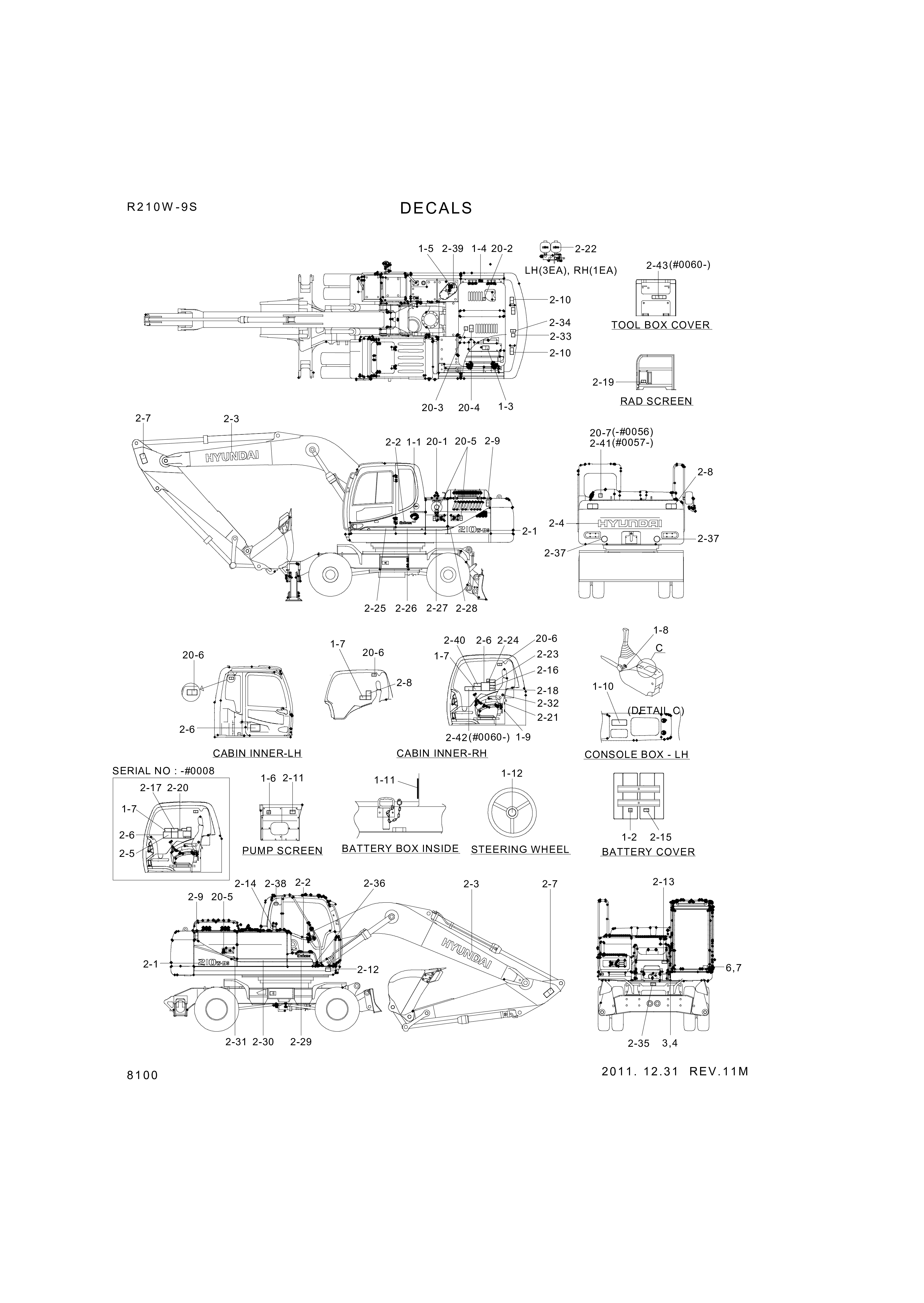 drawing for Hyundai Construction Equipment 96Q6-00201 - DECAL KIT-B (figure 1)