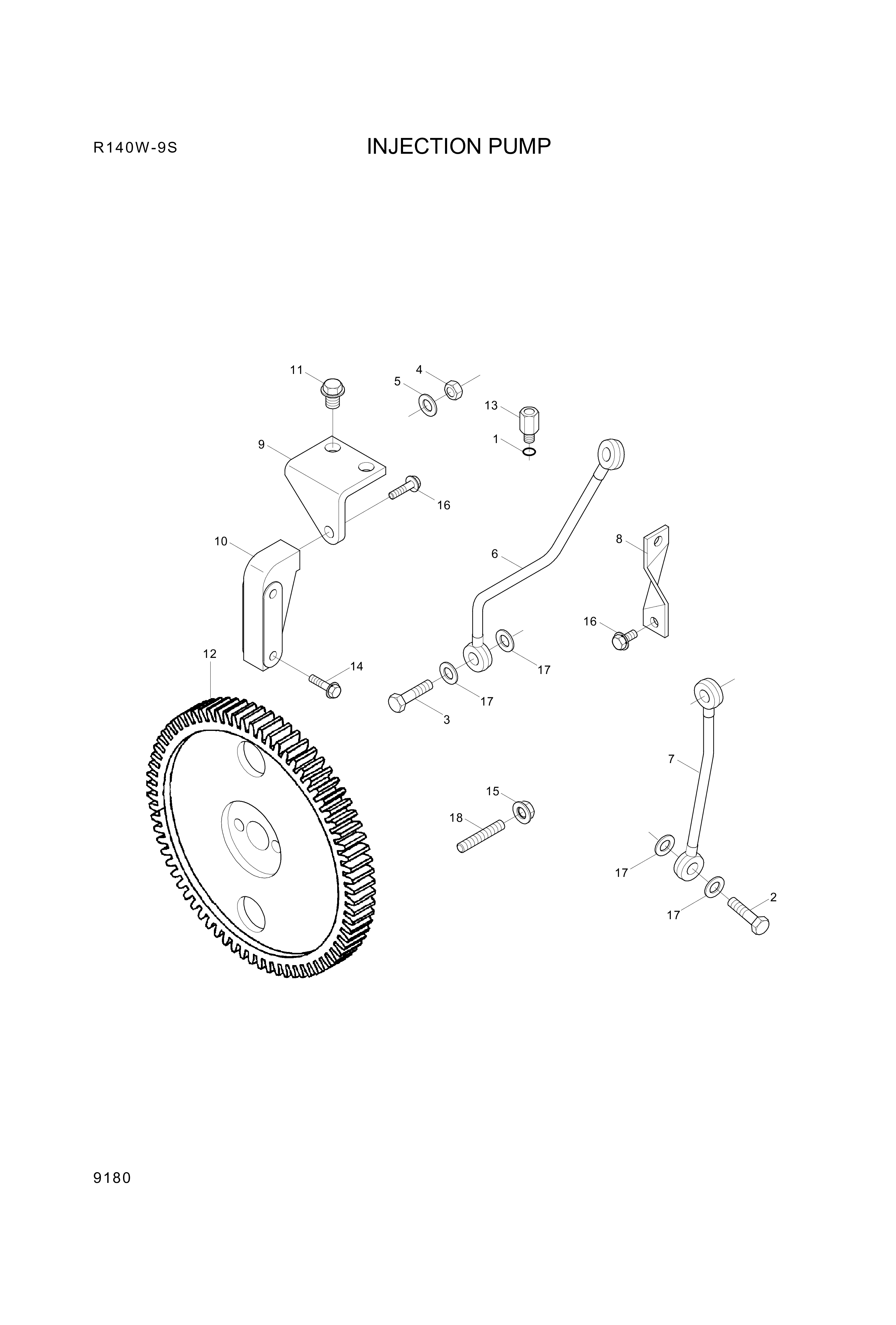 Technical drawing of Hyundai Construction Equipment YUBP-06574 BRACKET with dimensions and layout
