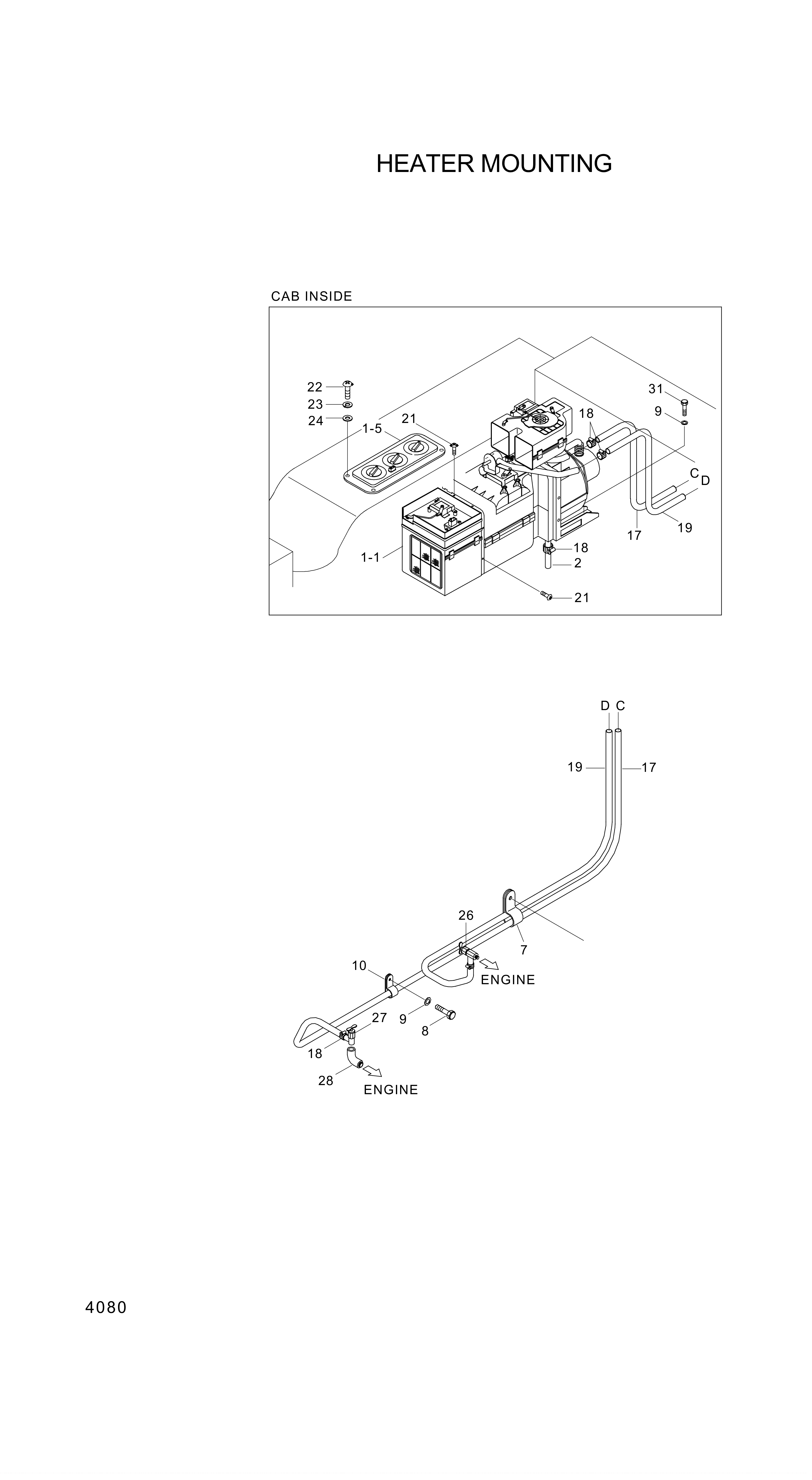 drawing for Hyundai Construction Equipment 14L1-01380 - HOSE-HEATER (figure 3)