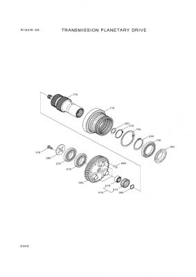 Technical drawing of Hyundai Construction Equipment ZGAQ-02037 GEAR-PLANET with dimensions and layout (figure 2)