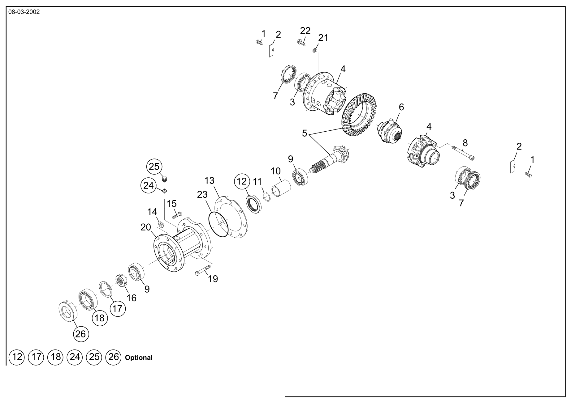 drawing for SHUTTLELIFT 1002176 - DIFFERENTIAL CARRIER (figure 1)