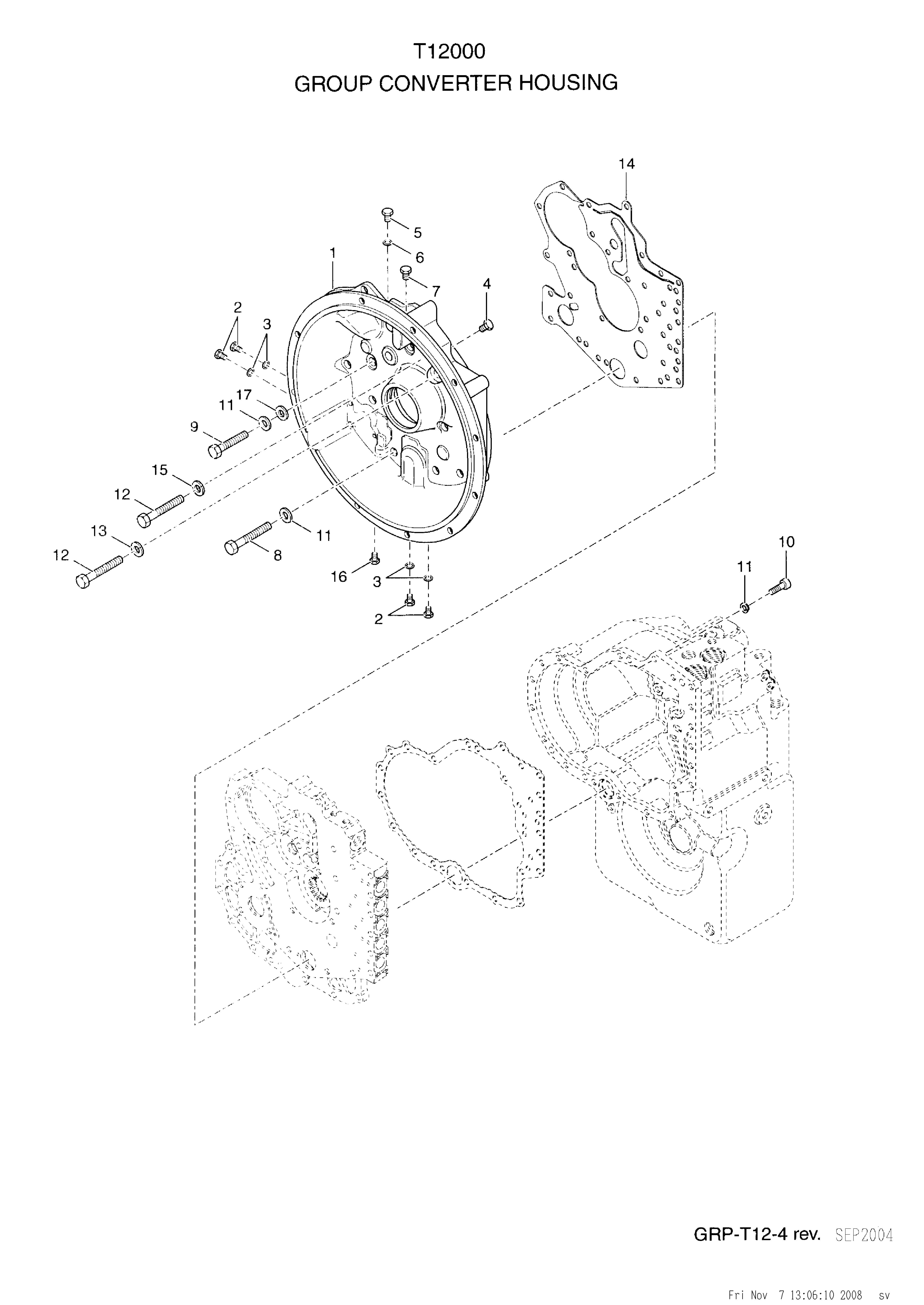 Technical drawing of CNH NEW HOLLAND 153214583 HOUSING with dimensions and layout
