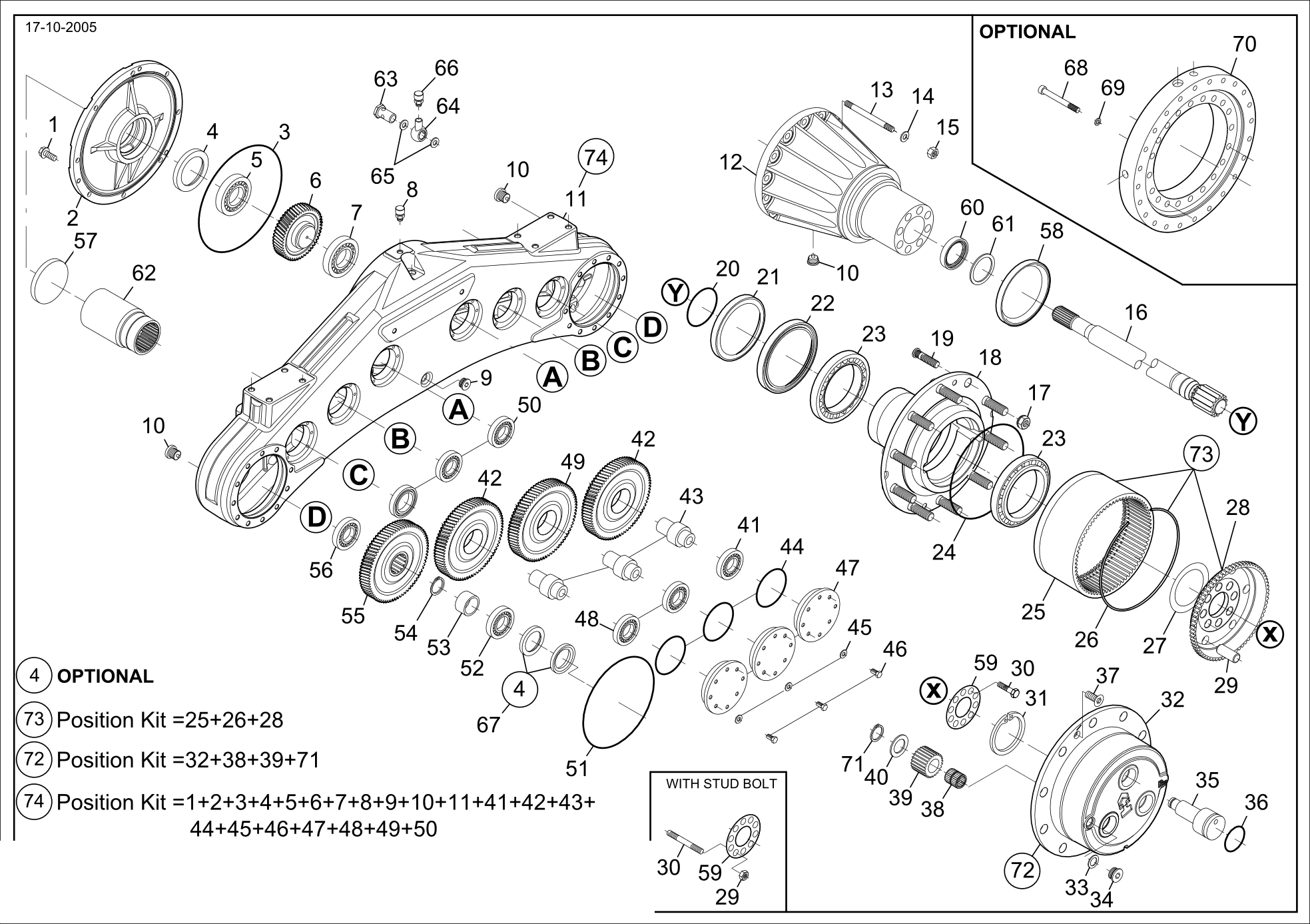 drawing for CNH NEW HOLLAND 71486974 - PLANET GEAR CARRIER (figure 1)