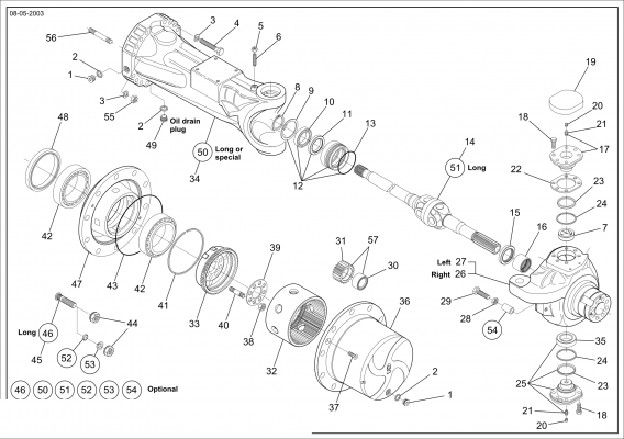 drawing for CNH NEW HOLLAND 71477117 - AXLE CASE (figure 1)