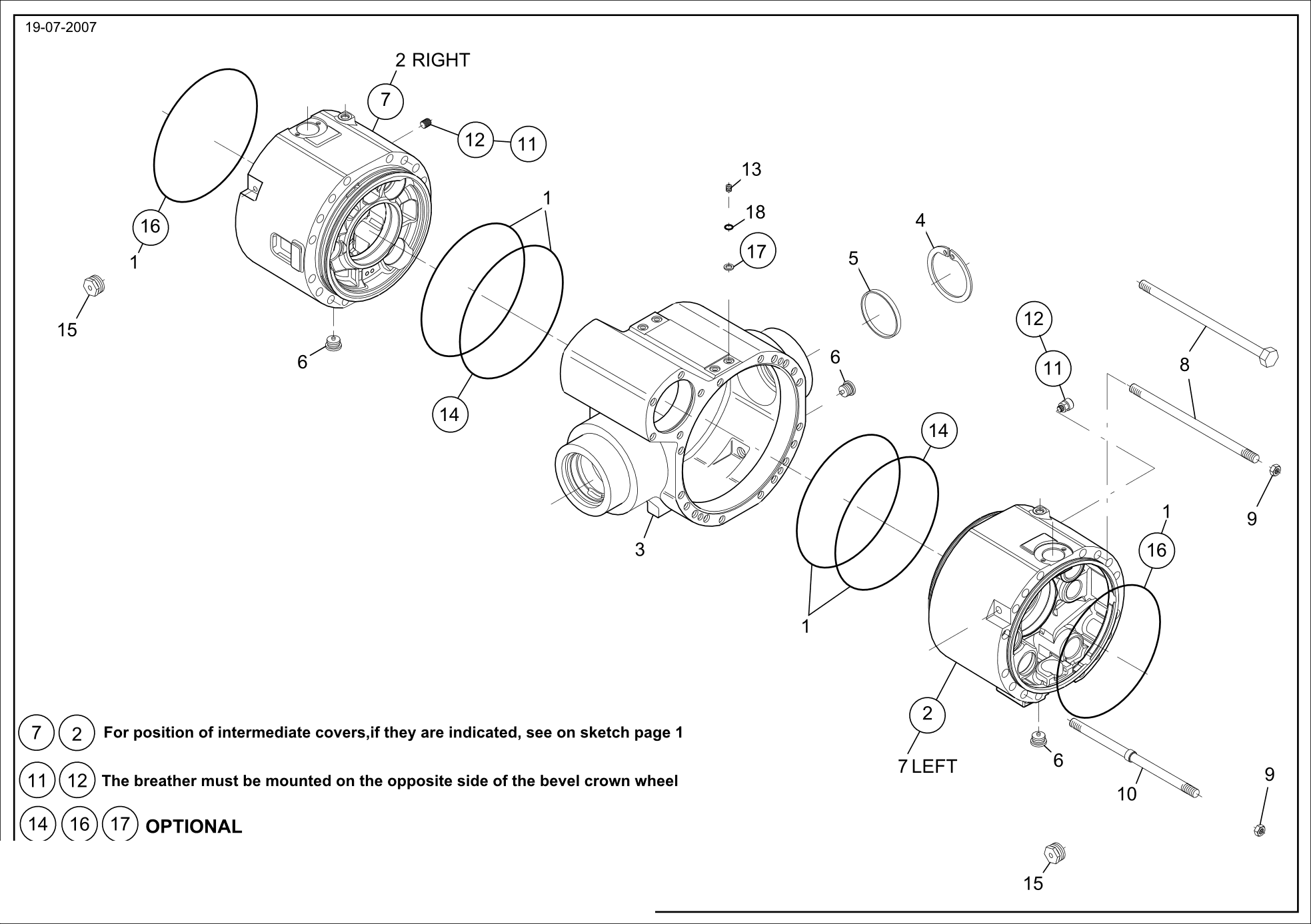 drawing for KOMATSU LTD. HU1761312 - INTERMEDIATE COVER (figure 1)