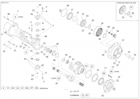 Technical drawing of CNH NEW HOLLAND 153310457 RING GEAR SUPPORT with dimensions and layout (figure 2)