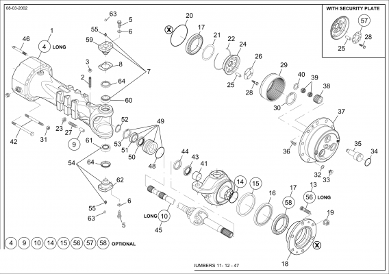 Technical drawing of CNH NEW HOLLAND 71489229 STEERING CASE with dimensions and layout (figure 3)