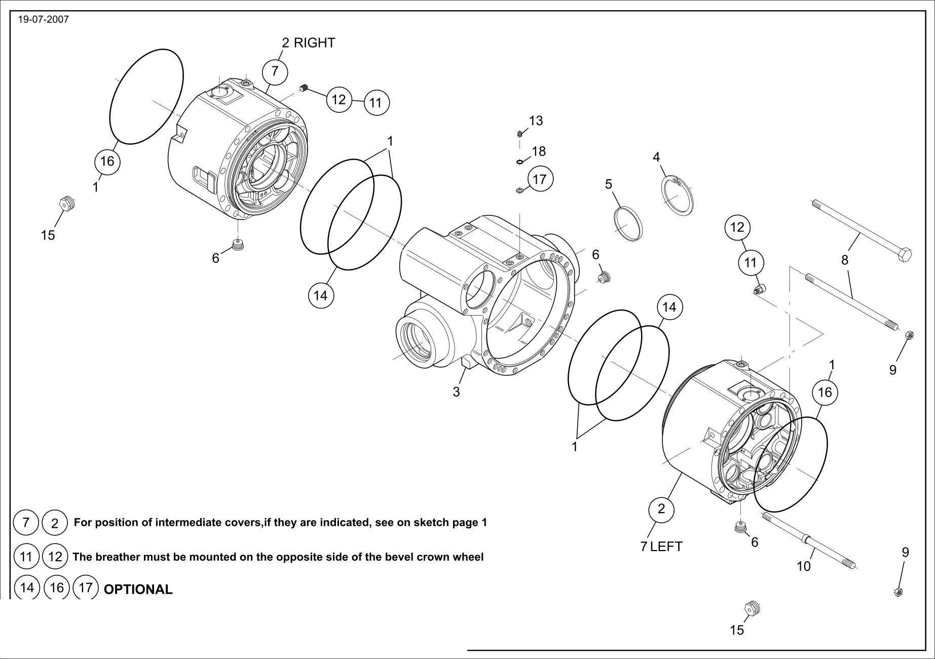 drawing for KOMATSU LTD. HU1761312 - INTERMEDIATE COVER (figure 3)