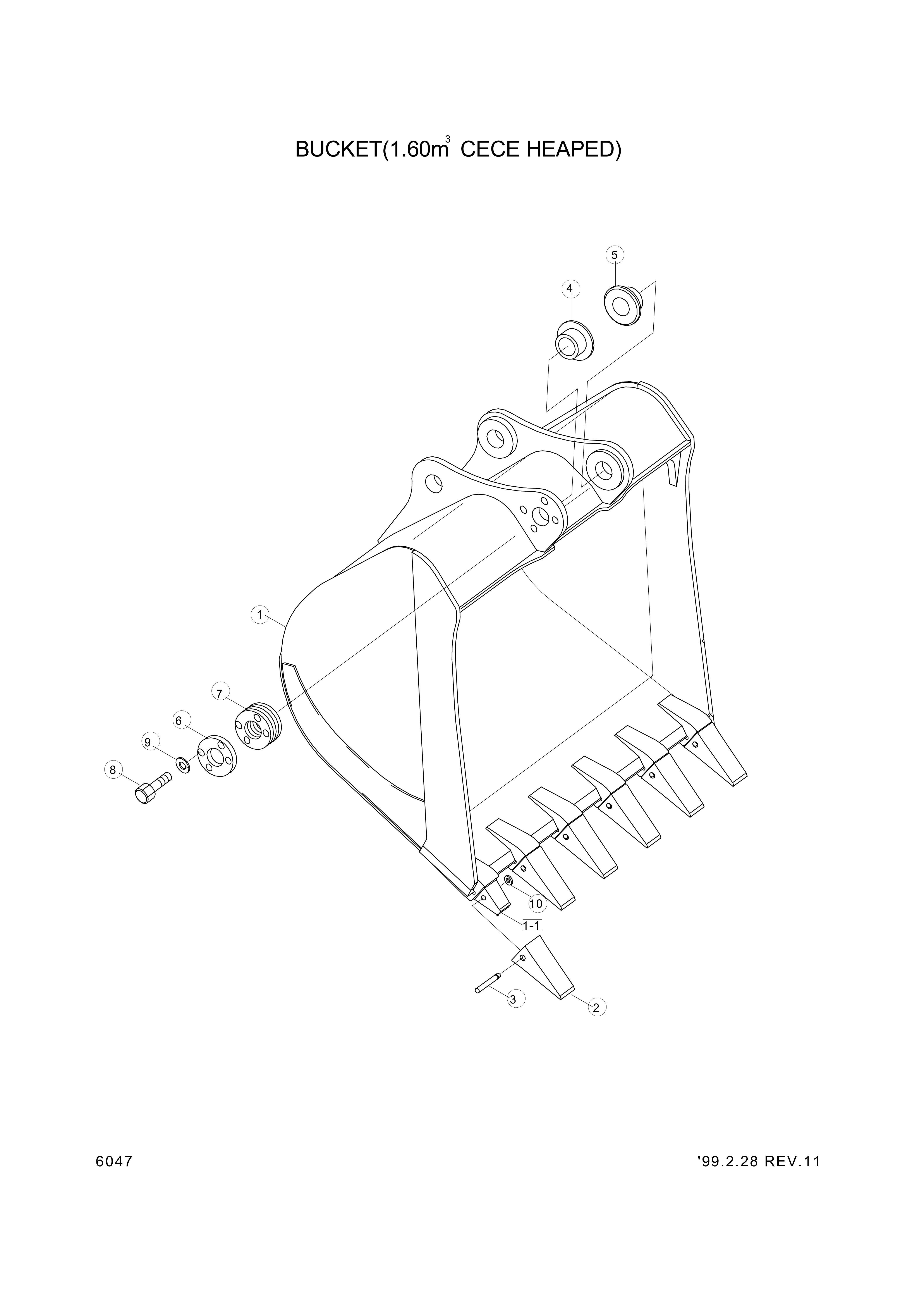 drawing for Hyundai Construction Equipment 61E9-1127 - BUSHING-PIN (figure 1)