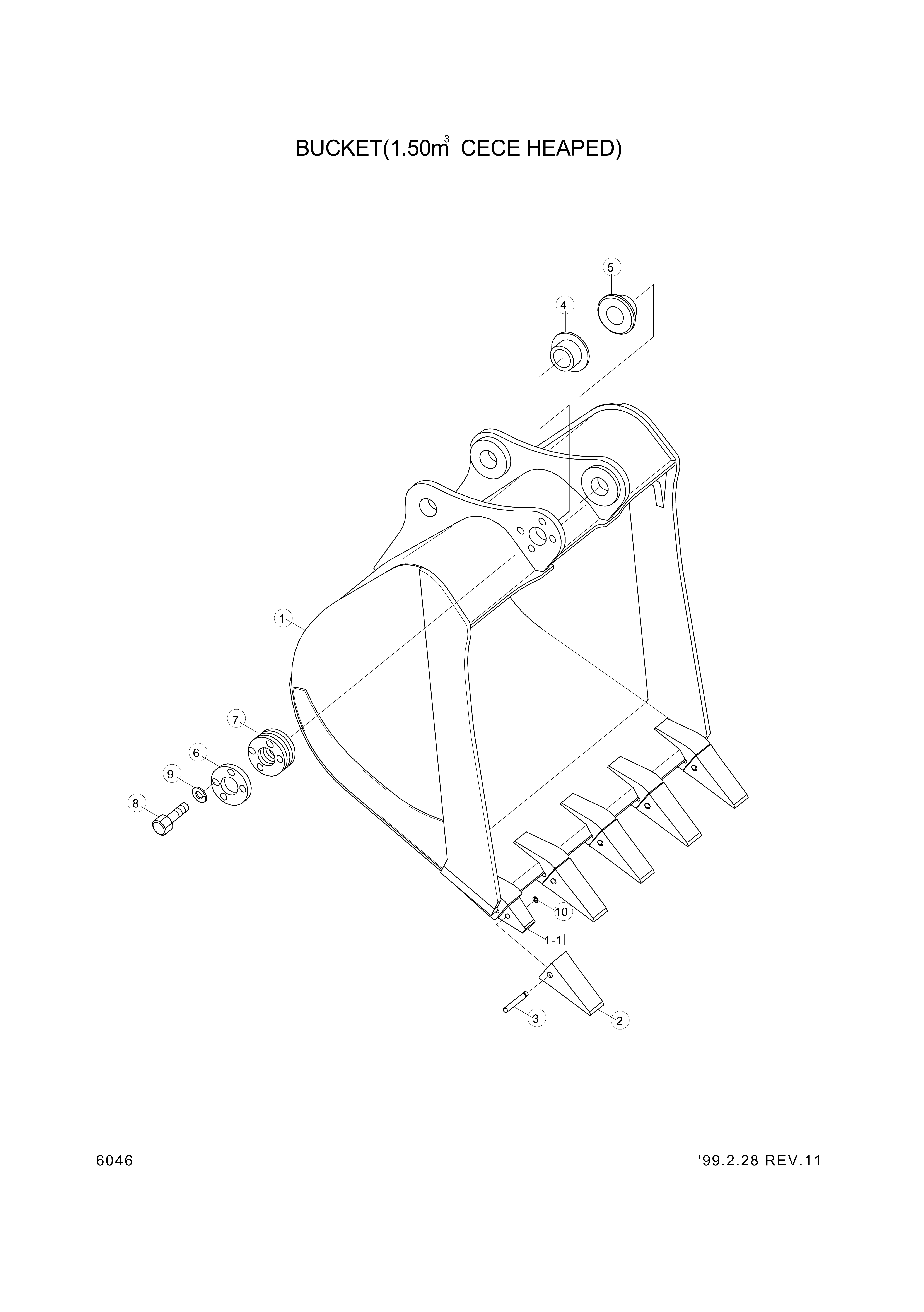 drawing for Hyundai Construction Equipment 61E9-1127 - BUSHING-PIN (figure 5)