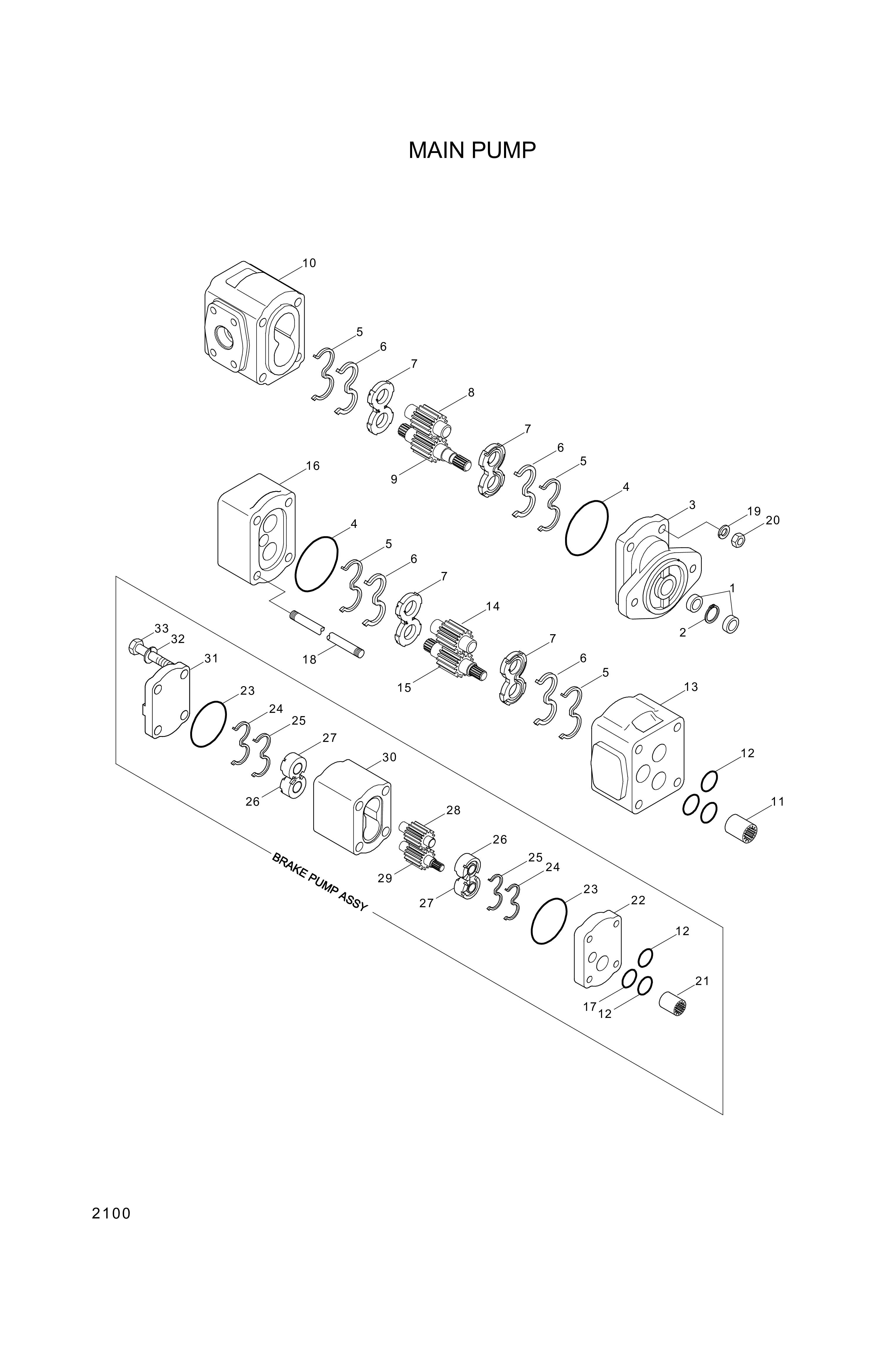 drawing for Hyundai Construction Equipment 9371Y-A - BRAKE PUMP ASSY (figure 2)