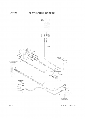 Technical drawing of Hyundai Construction Equipment P930-066027 HOSE ASSY-ORFS&amp;THD with dimensions and layout (figure 2)