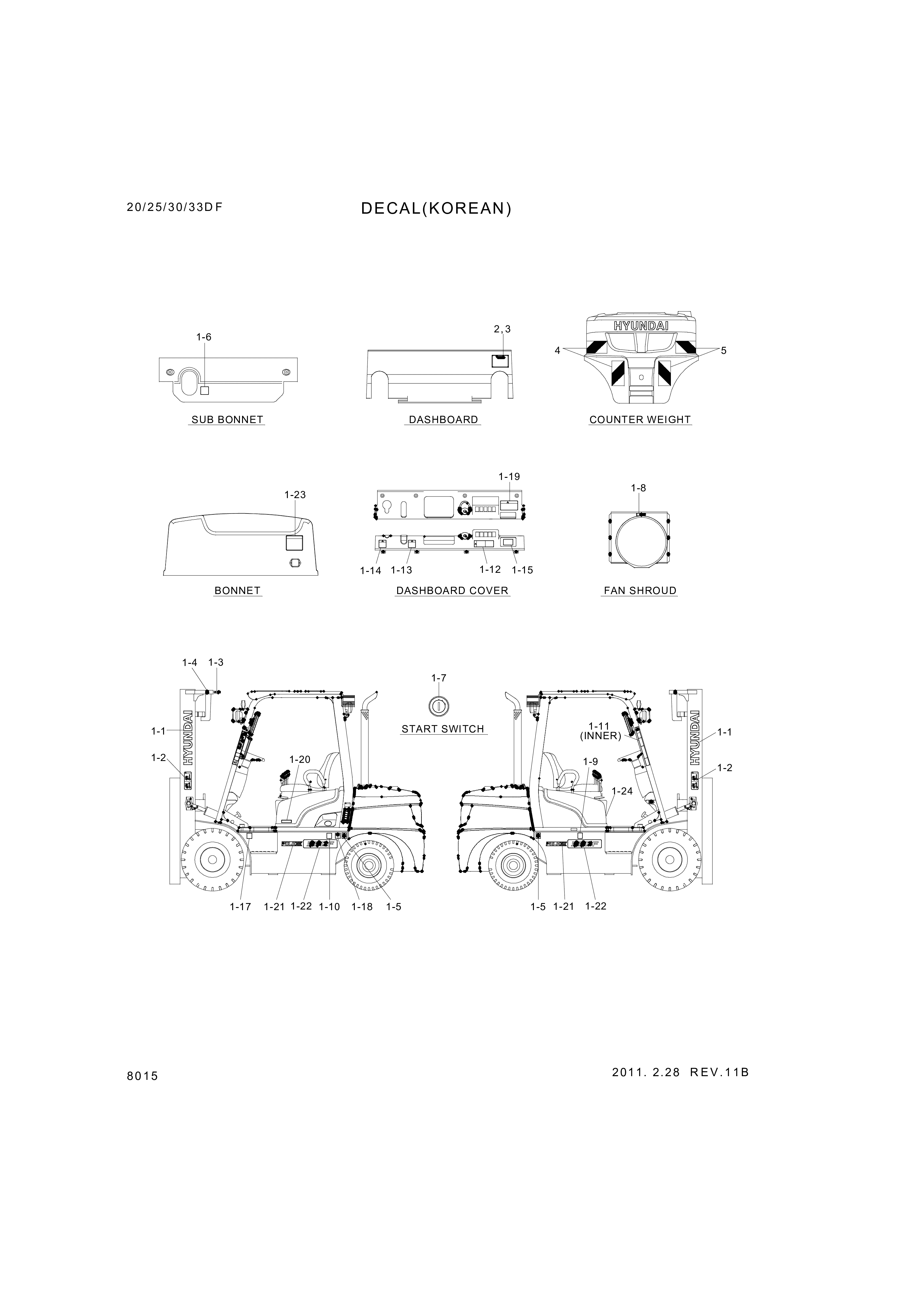 drawing for Hyundai Construction Equipment 93HN-00210 - DECAL-START (figure 3)
