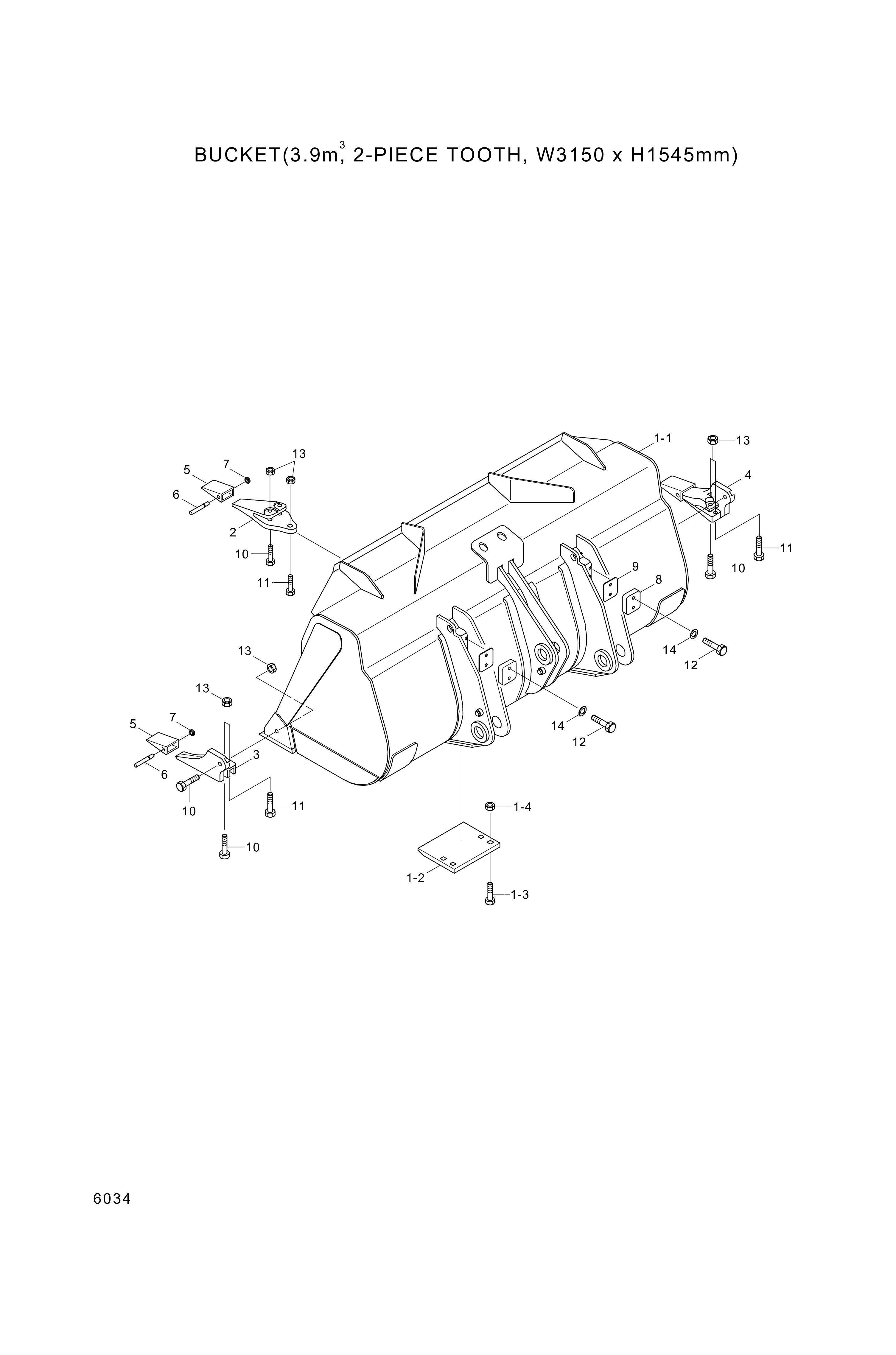 drawing for Hyundai Construction Equipment 64L1-01260 - BUCKET ASSY (figure 1)