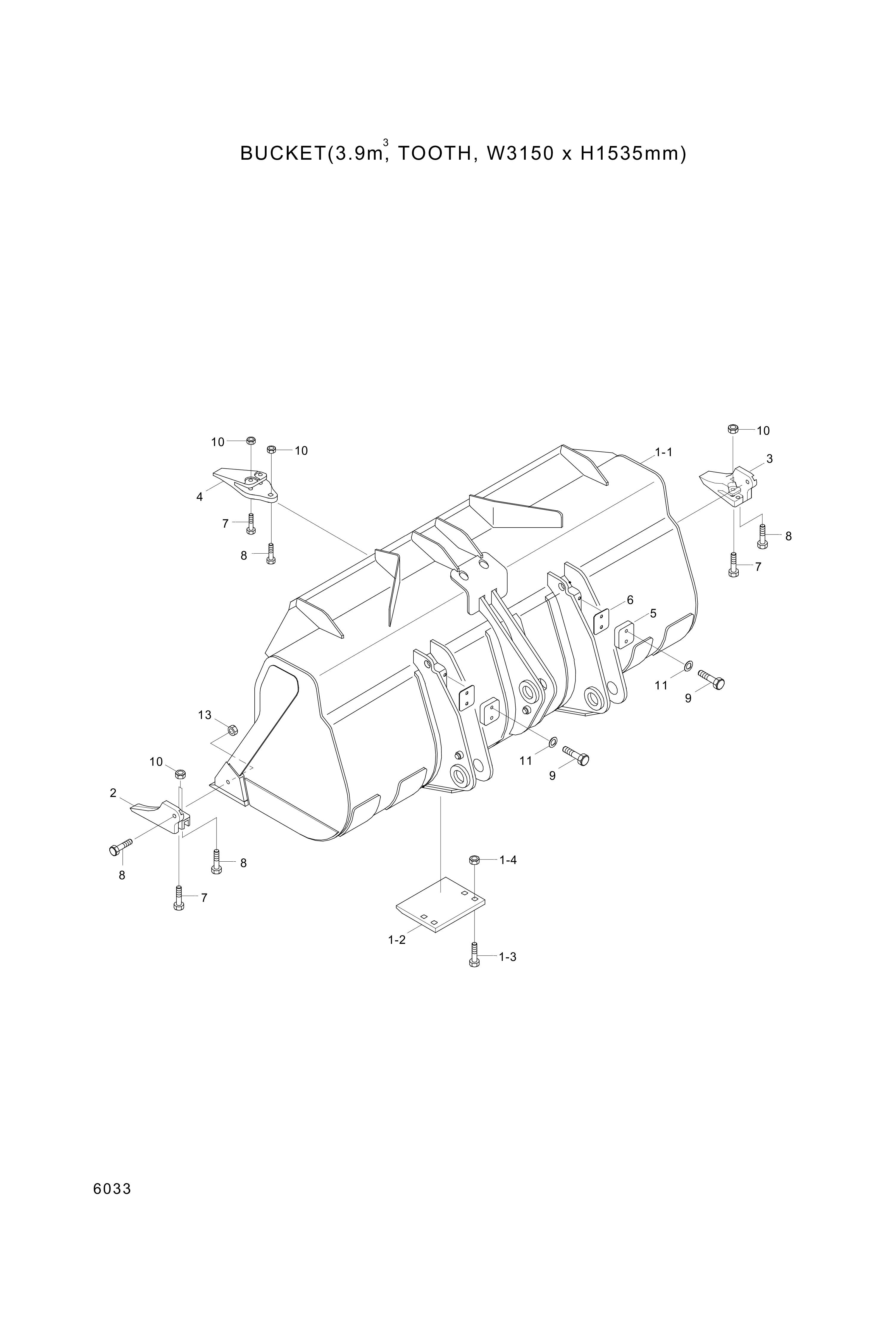 drawing for Hyundai Construction Equipment 64L1-01260 - BUCKET ASSY (figure 3)