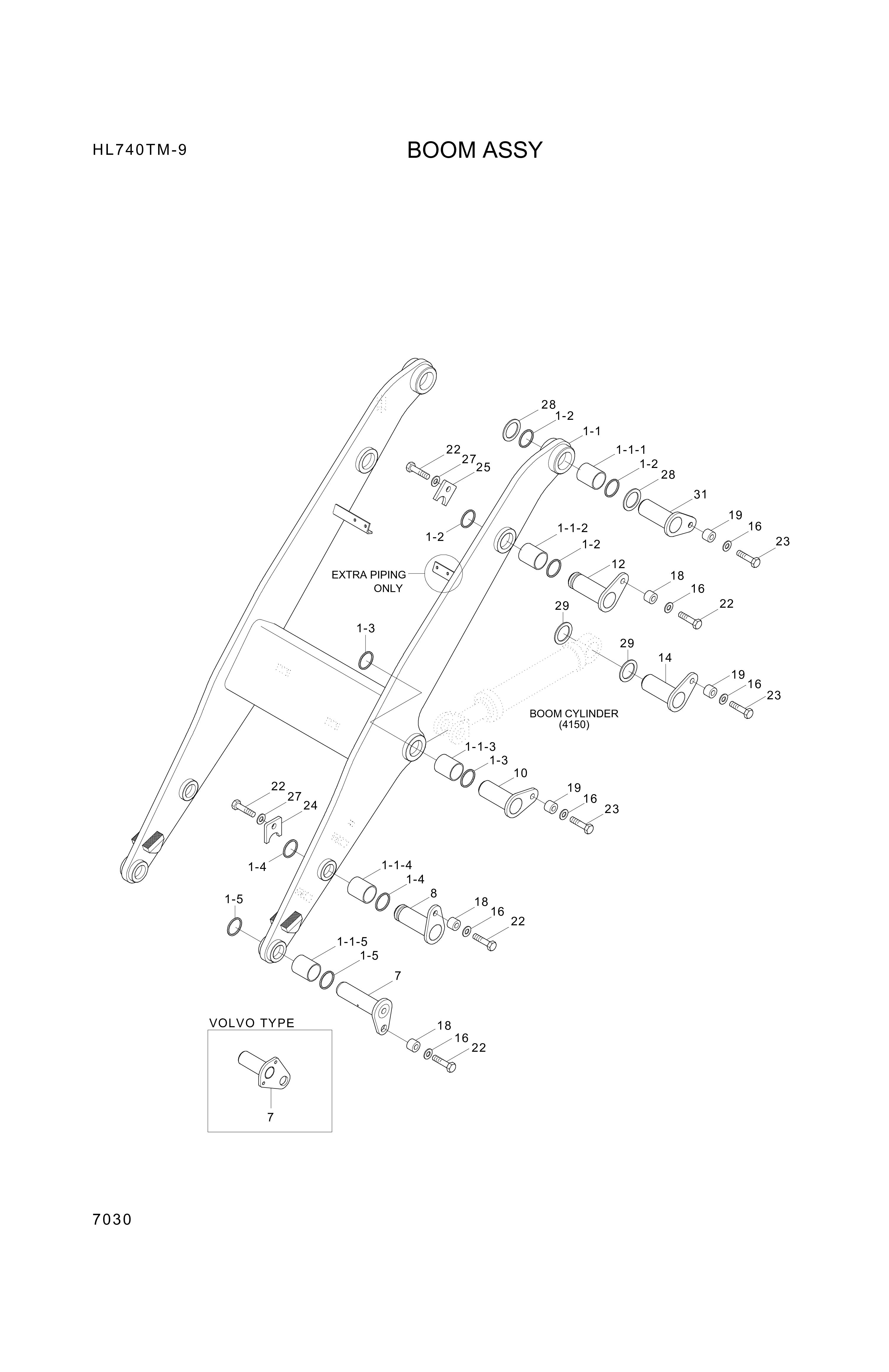 drawing for Hyundai Construction Equipment 61L7-30130 - BUSHING-PIN (figure 1)