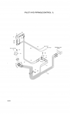Technical drawing of Hyundai Construction Equipment P930-042065 HOSE ASSY-ORFS&amp;THD with dimensions and layout
