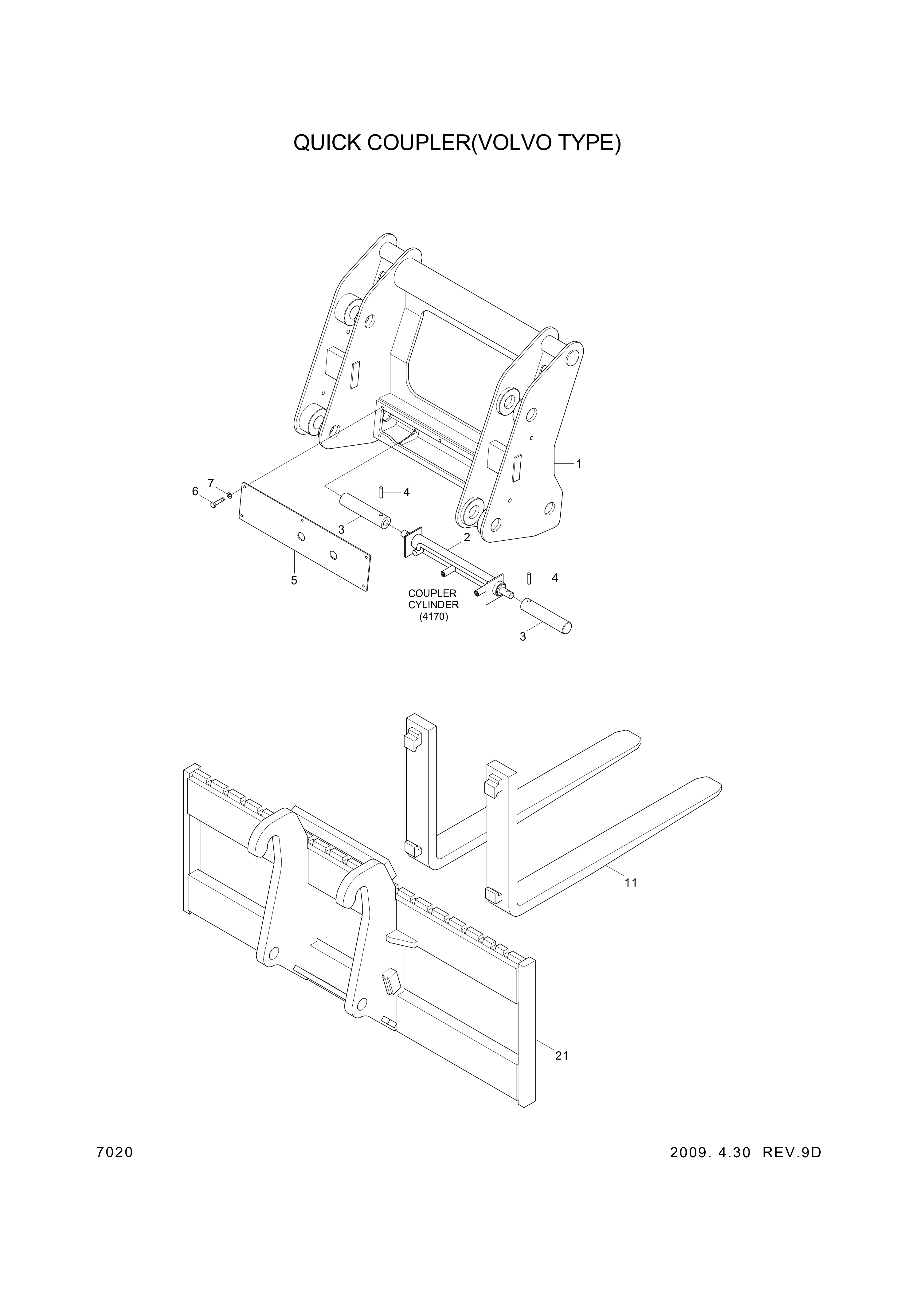 drawing for Hyundai Construction Equipment 61LG-80010 - CARRIAGE-FORK (figure 3)