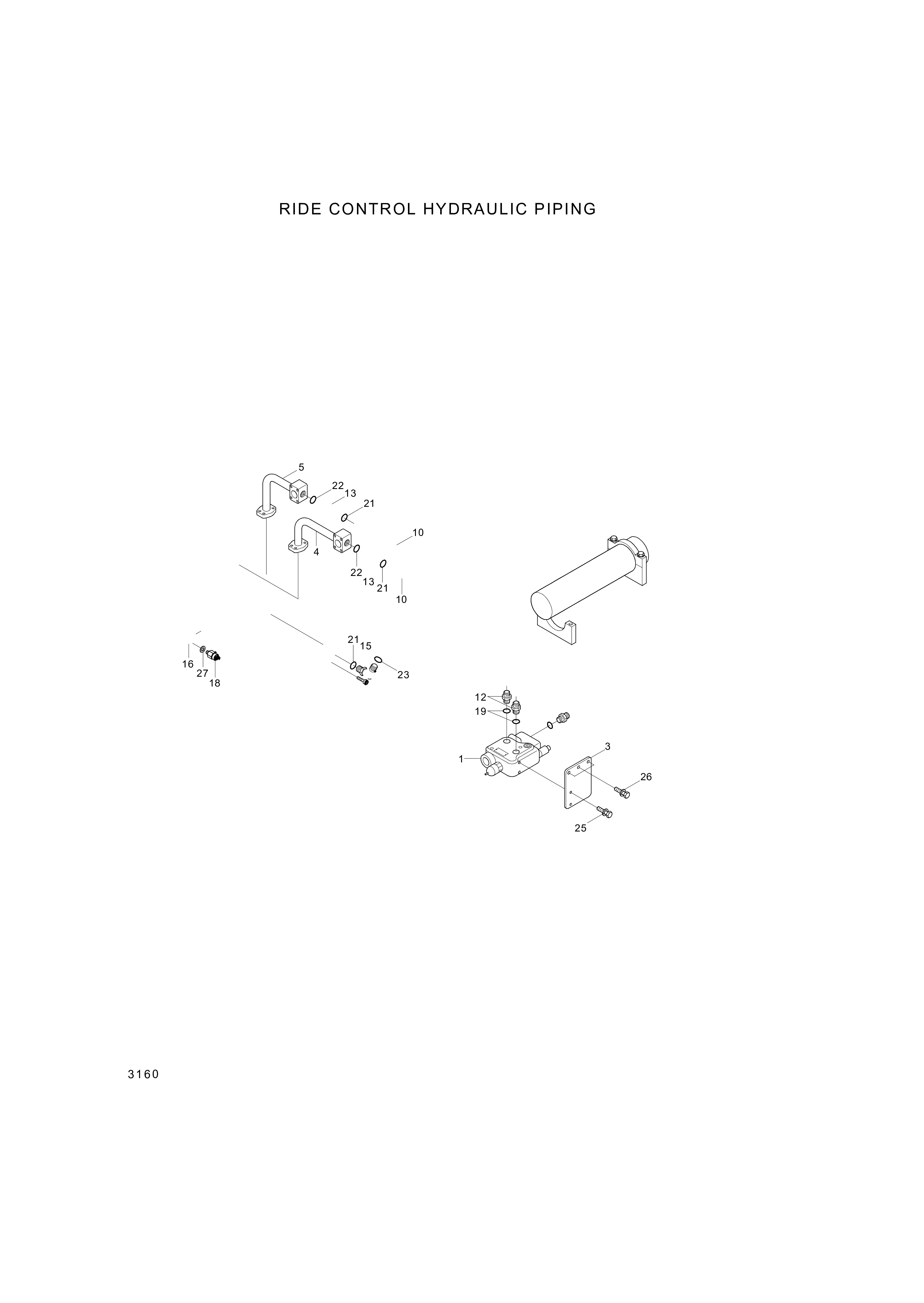 Technical drawing of Hyundai Construction Equipment P930-124017 HOSE ASSY-ORFS&amp;THD with dimensions and layout (figure 2)