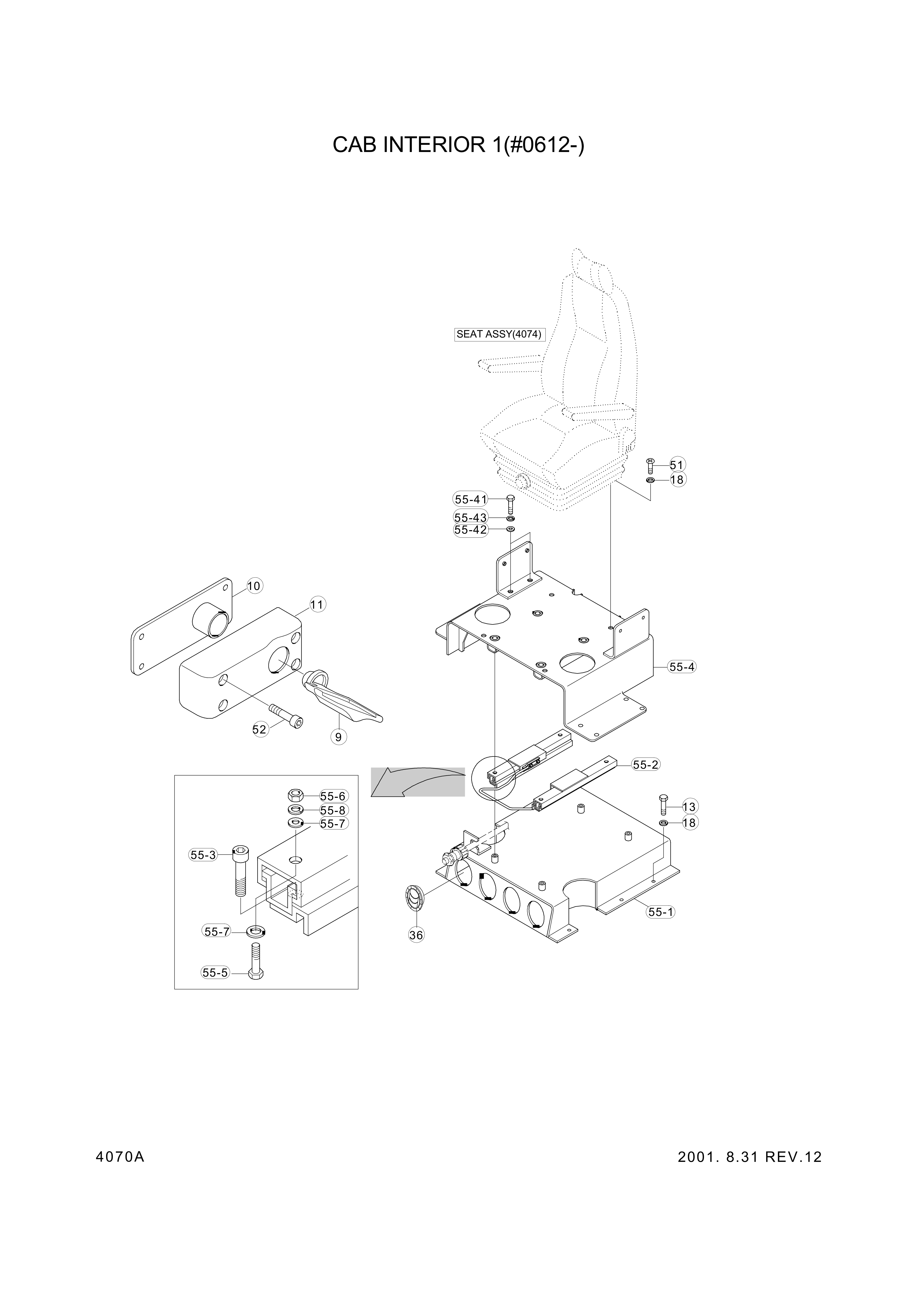 Technical drawing of Hyundai Construction Equipment S161-080306 BOLT-ROUND with dimensions and layout (figure 3)