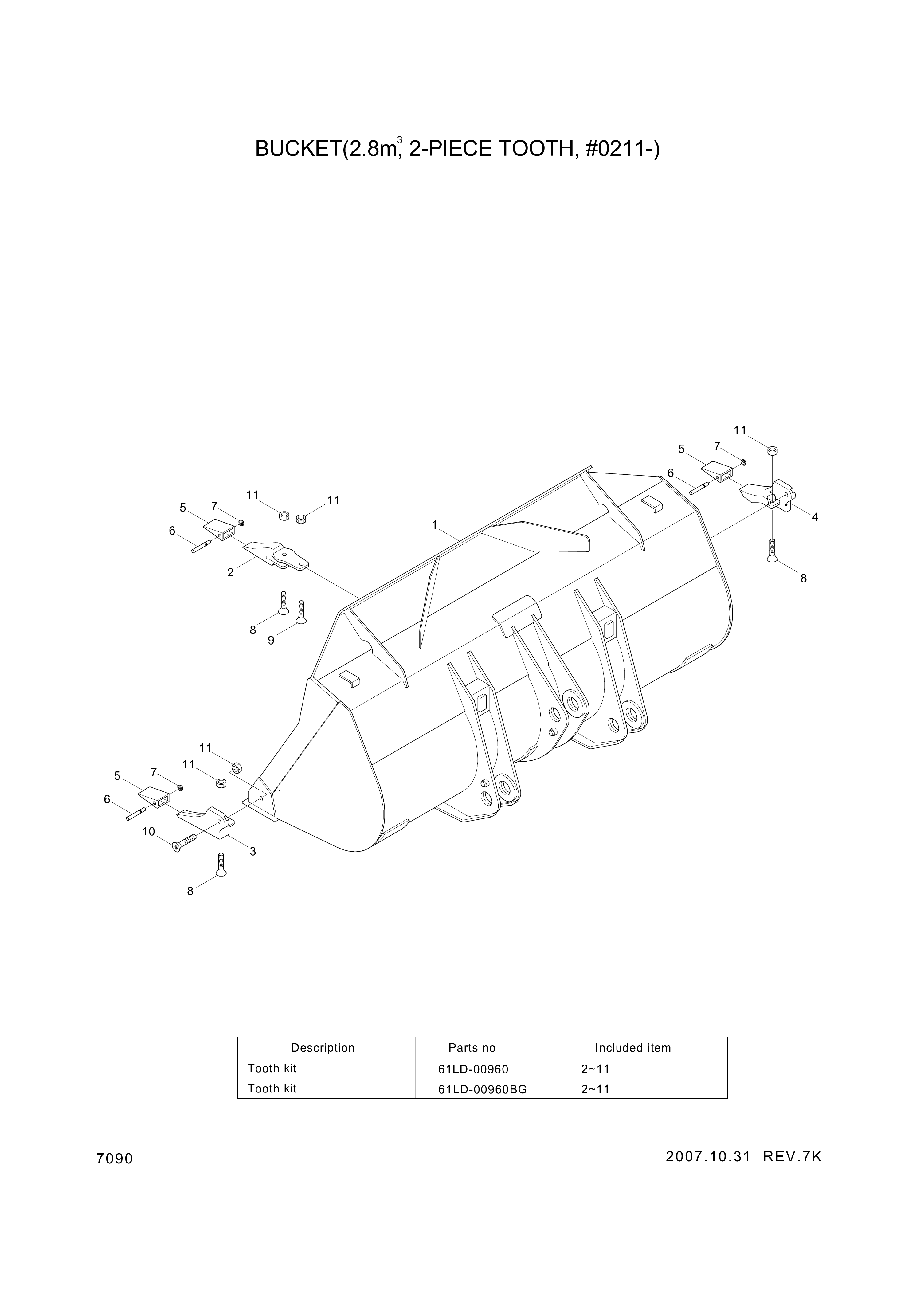 drawing for Hyundai Construction Equipment 61LD-02010BG - BUCKET (figure 3)