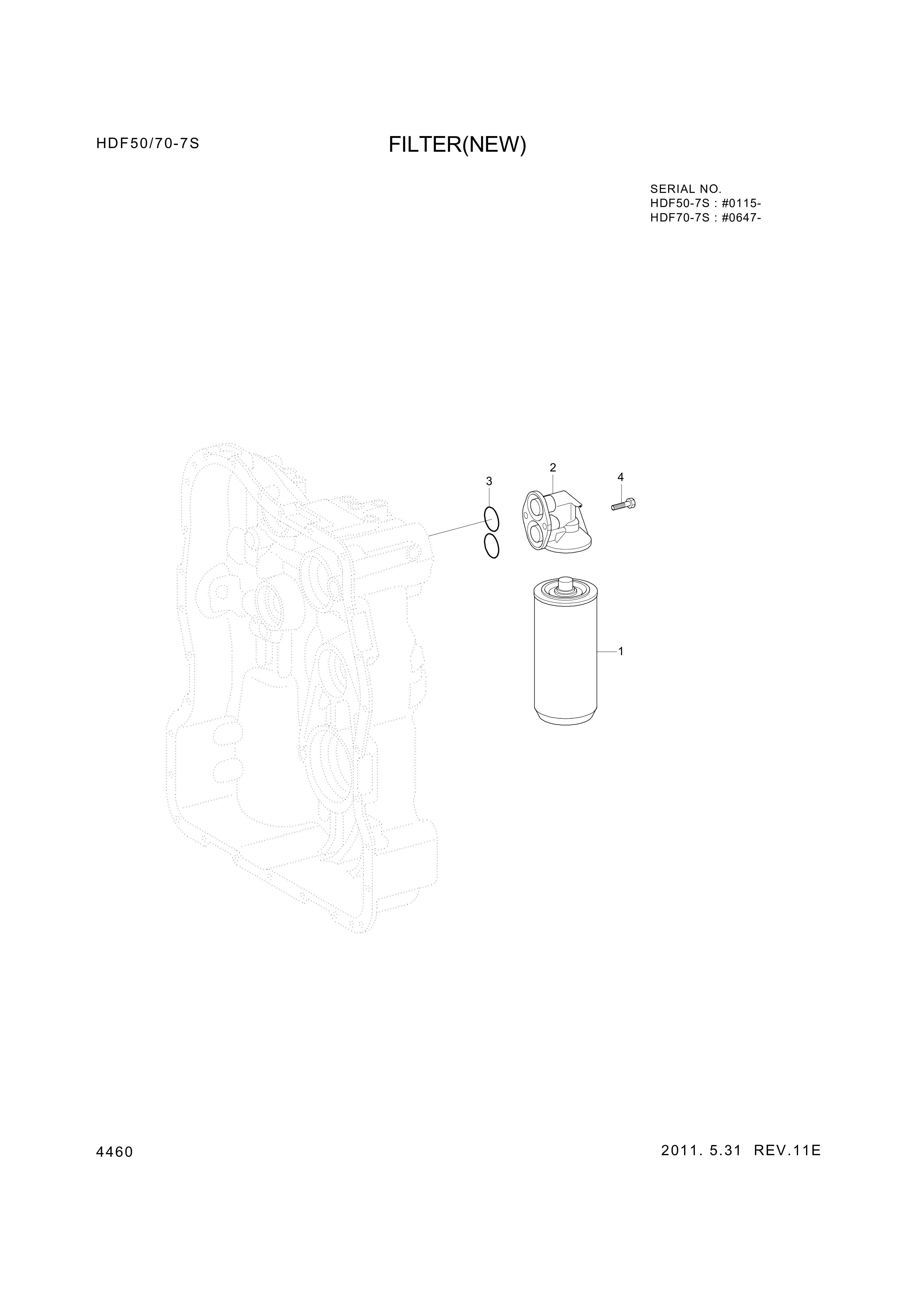 drawing for Hyundai Construction Equipment 0750-131-033 - FILTER-TRANSMISSION (figure 4)