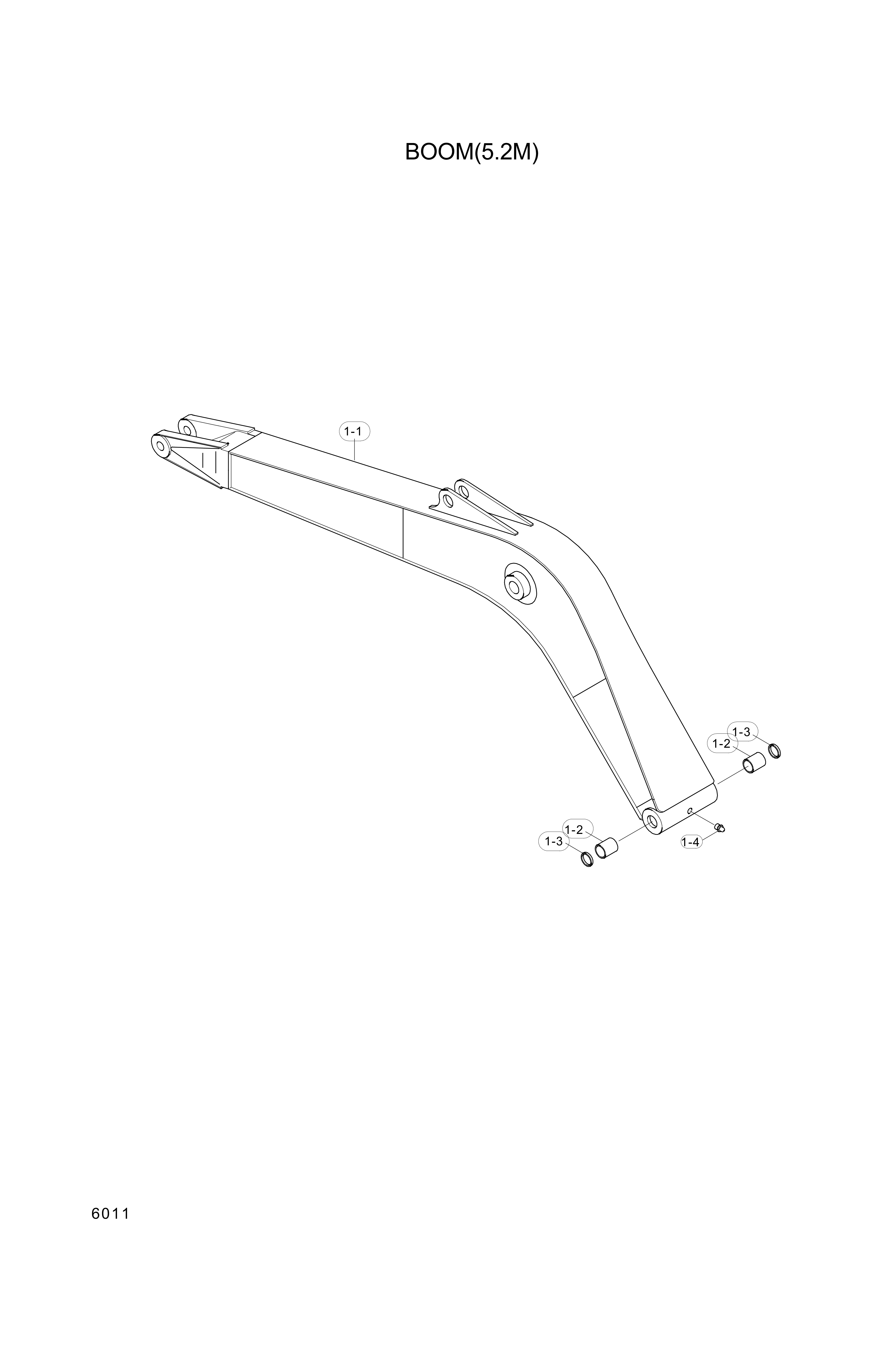 drawing for Hyundai Construction Equipment 61EK-10002 - BOOM ASSY-5.2M (figure 1)