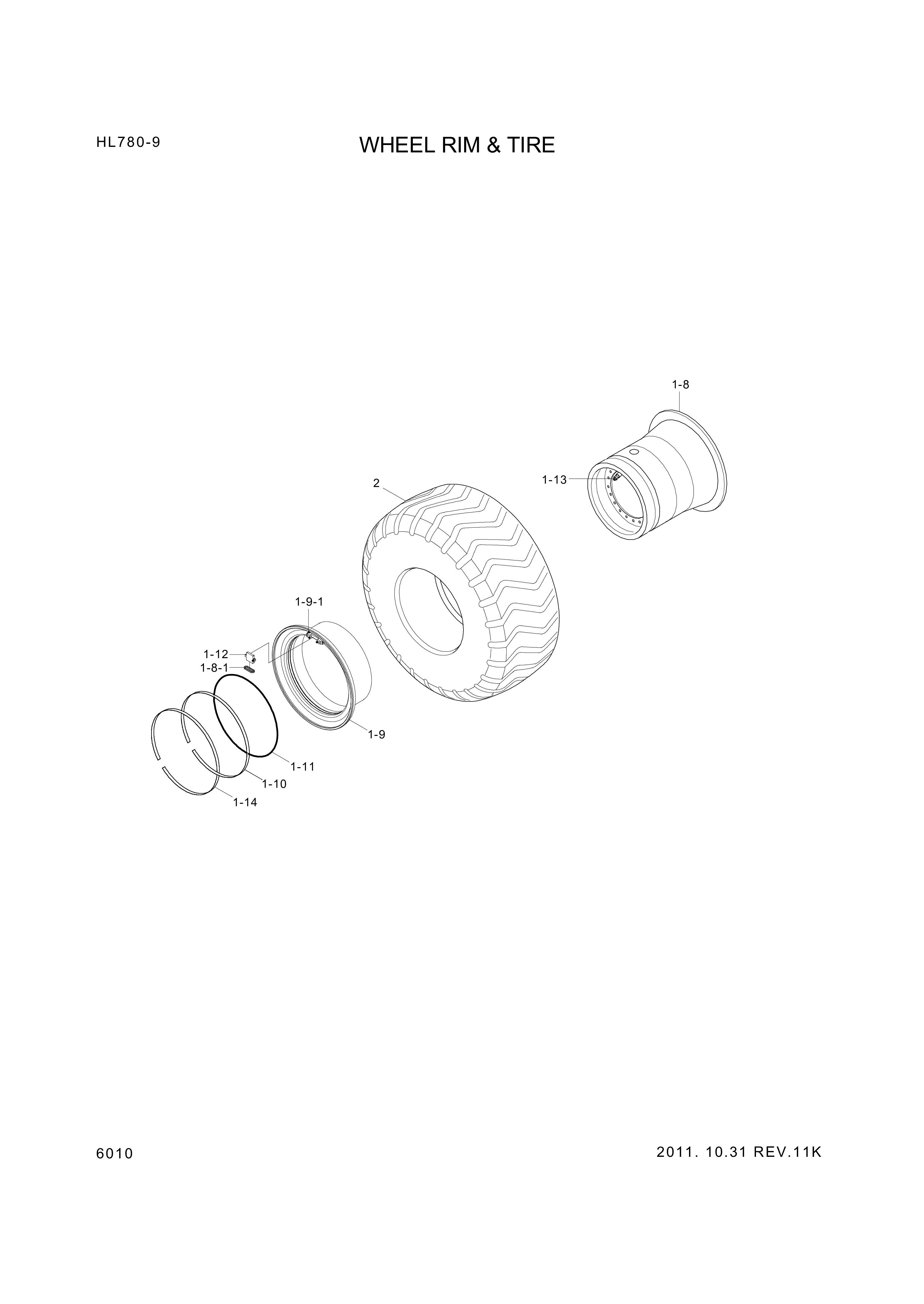 drawing for Hyundai Construction Equipment 81L6-00840 - TIRE-29.5XR25 (figure 2)