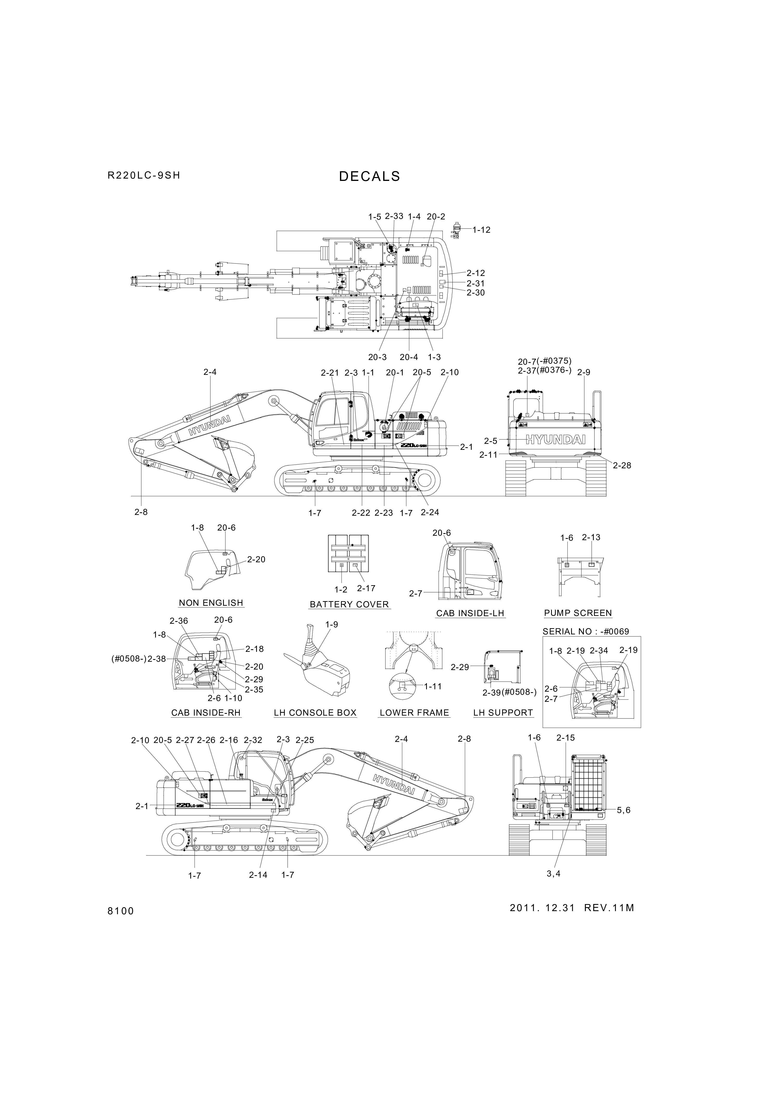 drawing for Hyundai Construction Equipment 97Q6-10800 - DECAL-SERVICE INSTRUCTION (figure 1)