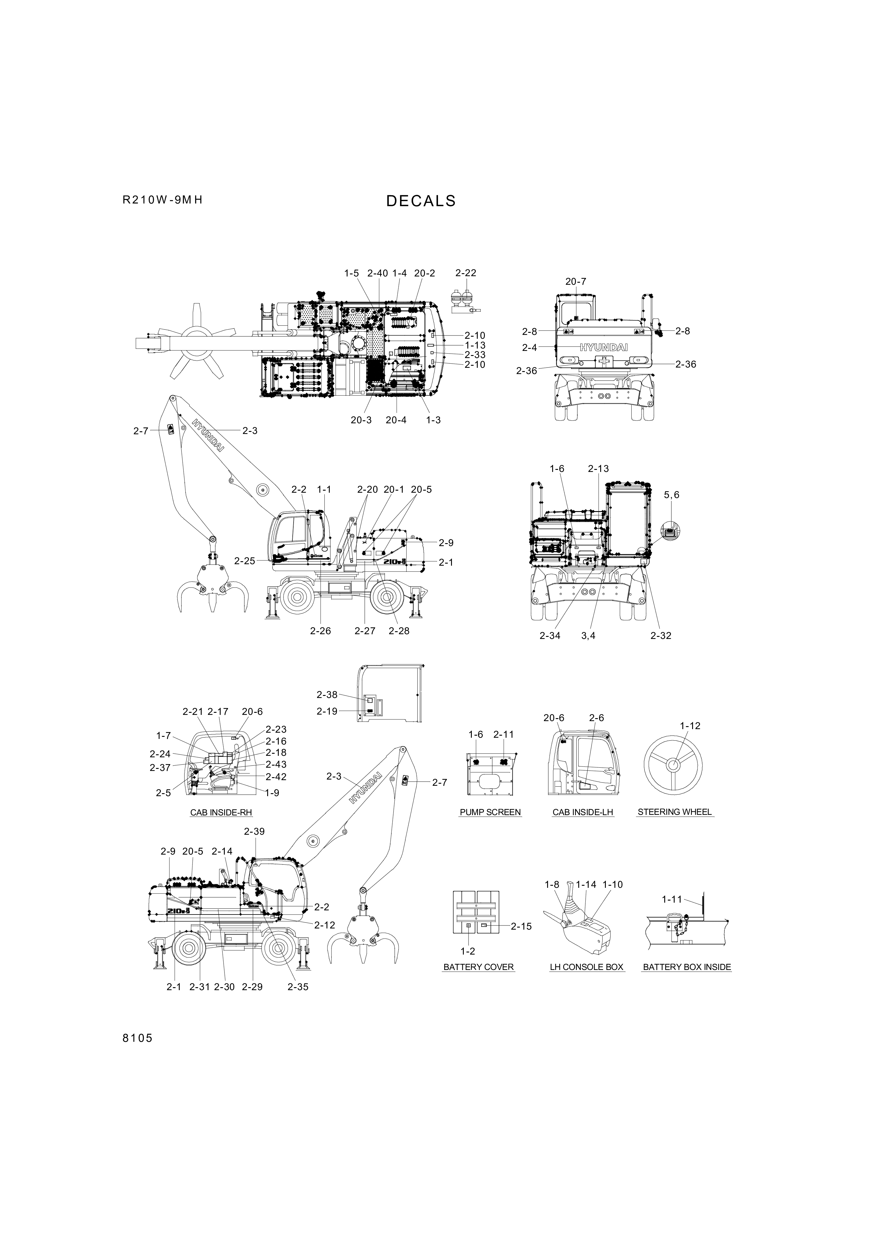 drawing for Hyundai Construction Equipment 94QB-08500 - DECAL-CONTROL IDEOGRAM (figure 1)